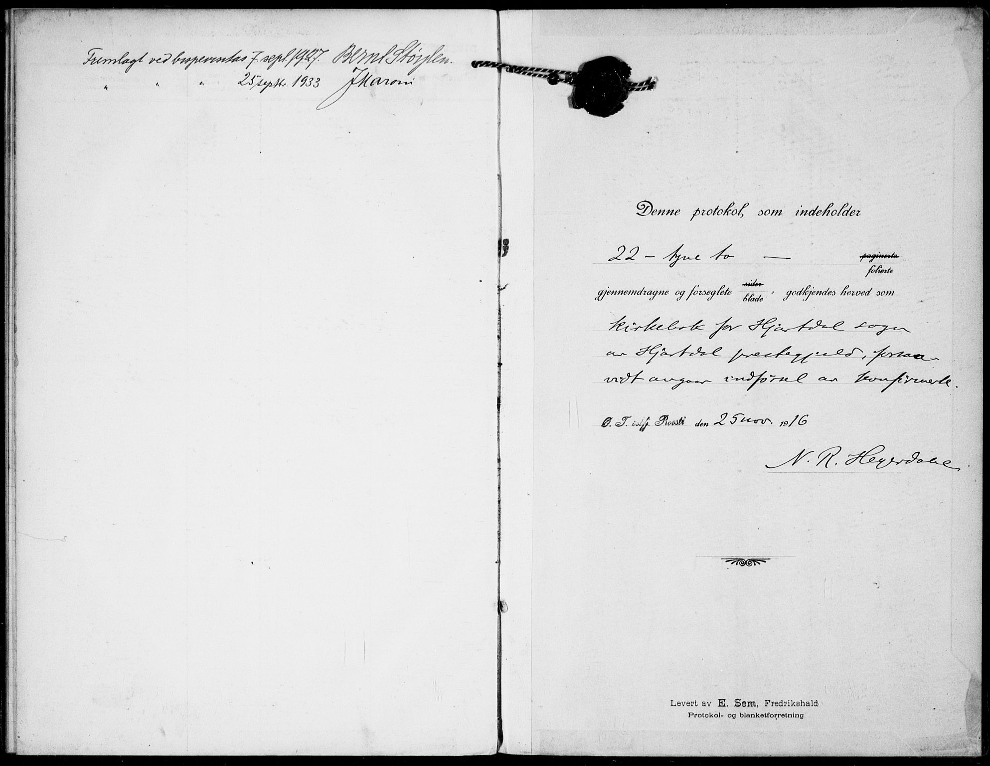 Hjartdal kirkebøker, SAKO/A-270/F/Fa/L0011: Parish register (official) no. I 11, 1916-1929