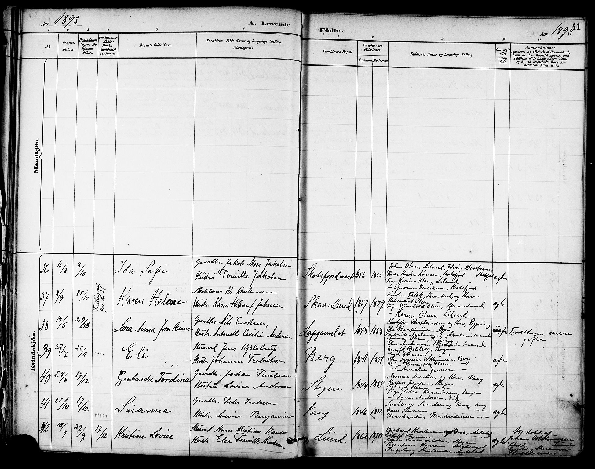 Ministerialprotokoller, klokkerbøker og fødselsregistre - Nordland, AV/SAT-A-1459/855/L0803: Parish register (official) no. 855A11, 1887-1905, p. 41