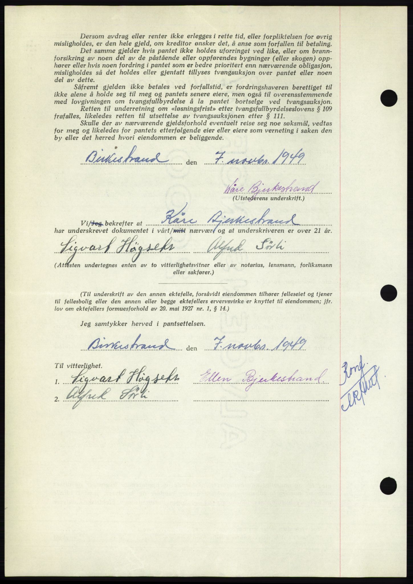 Nordmøre sorenskriveri, AV/SAT-A-4132/1/2/2Ca: Mortgage book no. B103, 1949-1950, Diary no: : 3151/1949