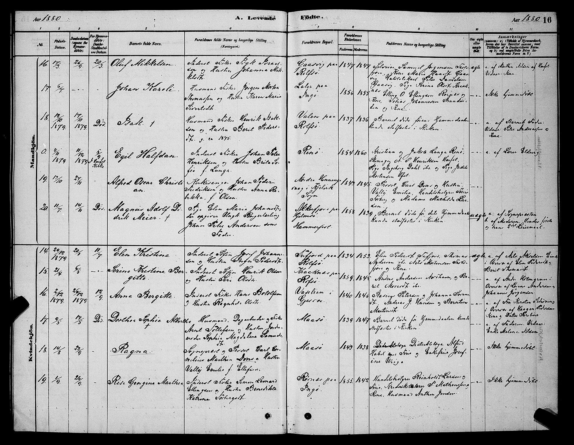 Måsøy sokneprestkontor, SATØ/S-1348/H/Hb/L0002klokker: Parish register (copy) no. 2, 1876-1888, p. 16