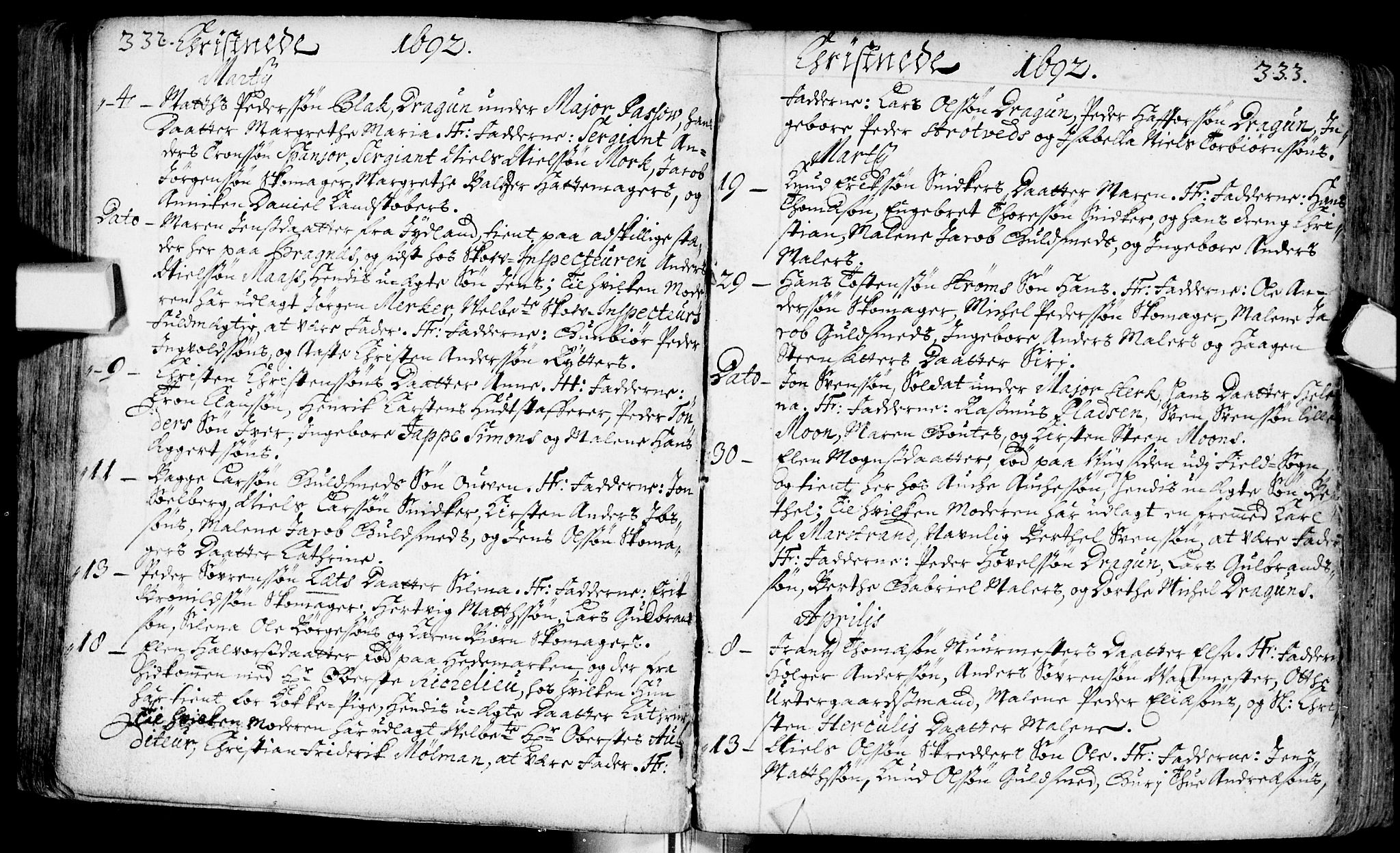 Bragernes kirkebøker, AV/SAKO-A-6/F/Fa/L0002: Parish register (official) no. I 2, 1680-1705, p. 332-333