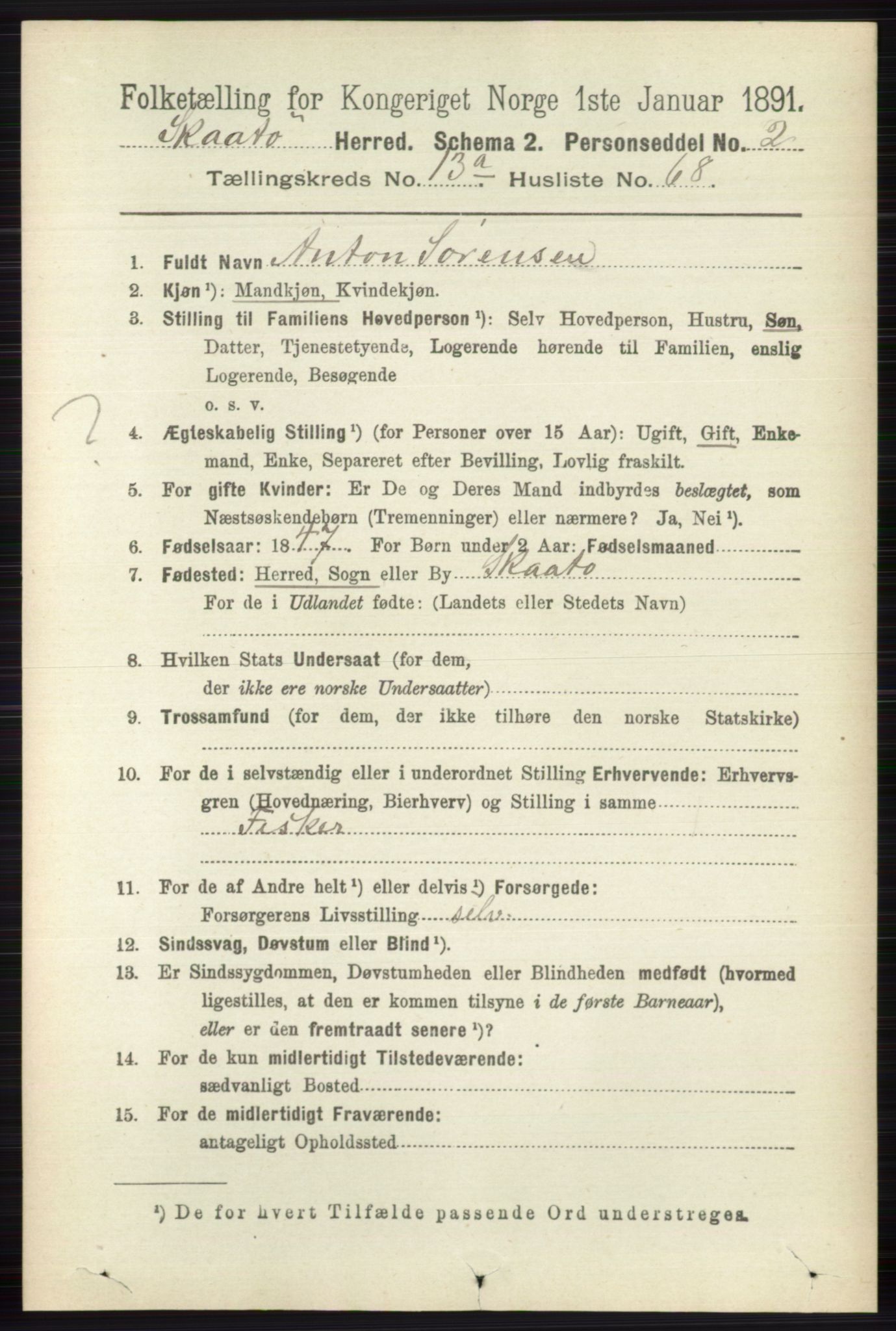 RA, 1891 census for 0815 Skåtøy, 1891, p. 4804