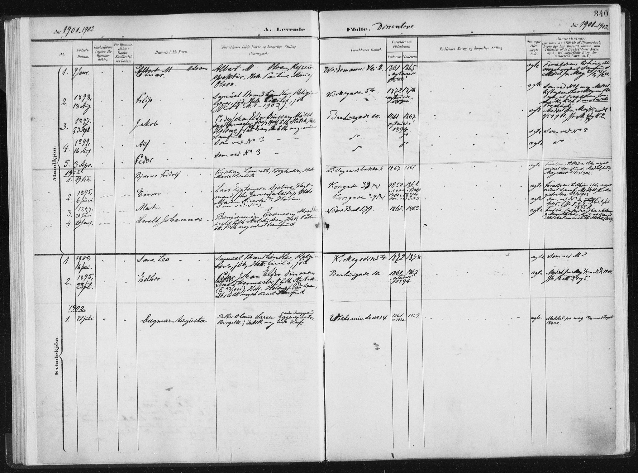 Ministerialprotokoller, klokkerbøker og fødselsregistre - Sør-Trøndelag, SAT/A-1456/604/L0200: Parish register (official) no. 604A20II, 1901-1908, p. 340