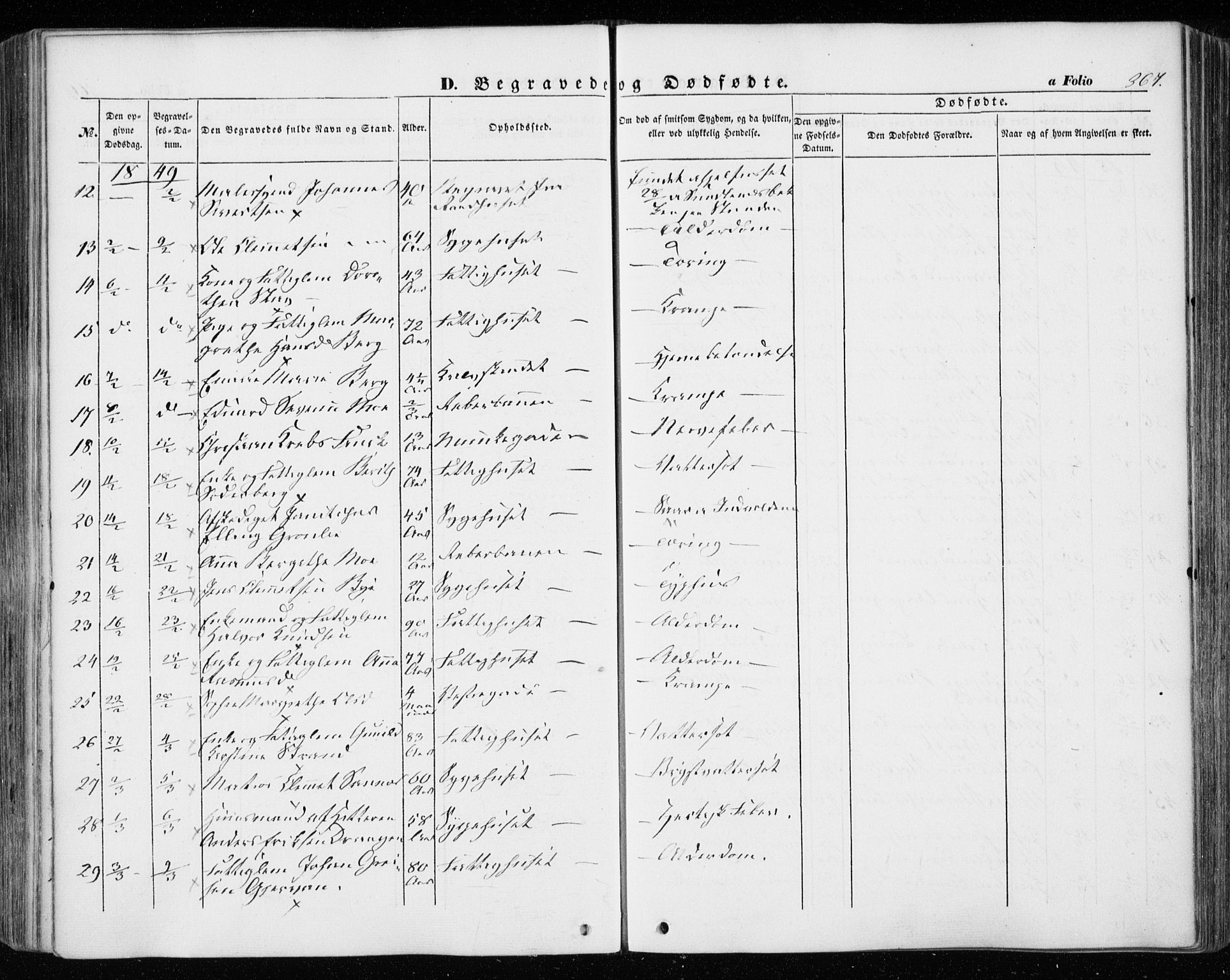 Ministerialprotokoller, klokkerbøker og fødselsregistre - Sør-Trøndelag, AV/SAT-A-1456/601/L0051: Parish register (official) no. 601A19, 1848-1857, p. 367