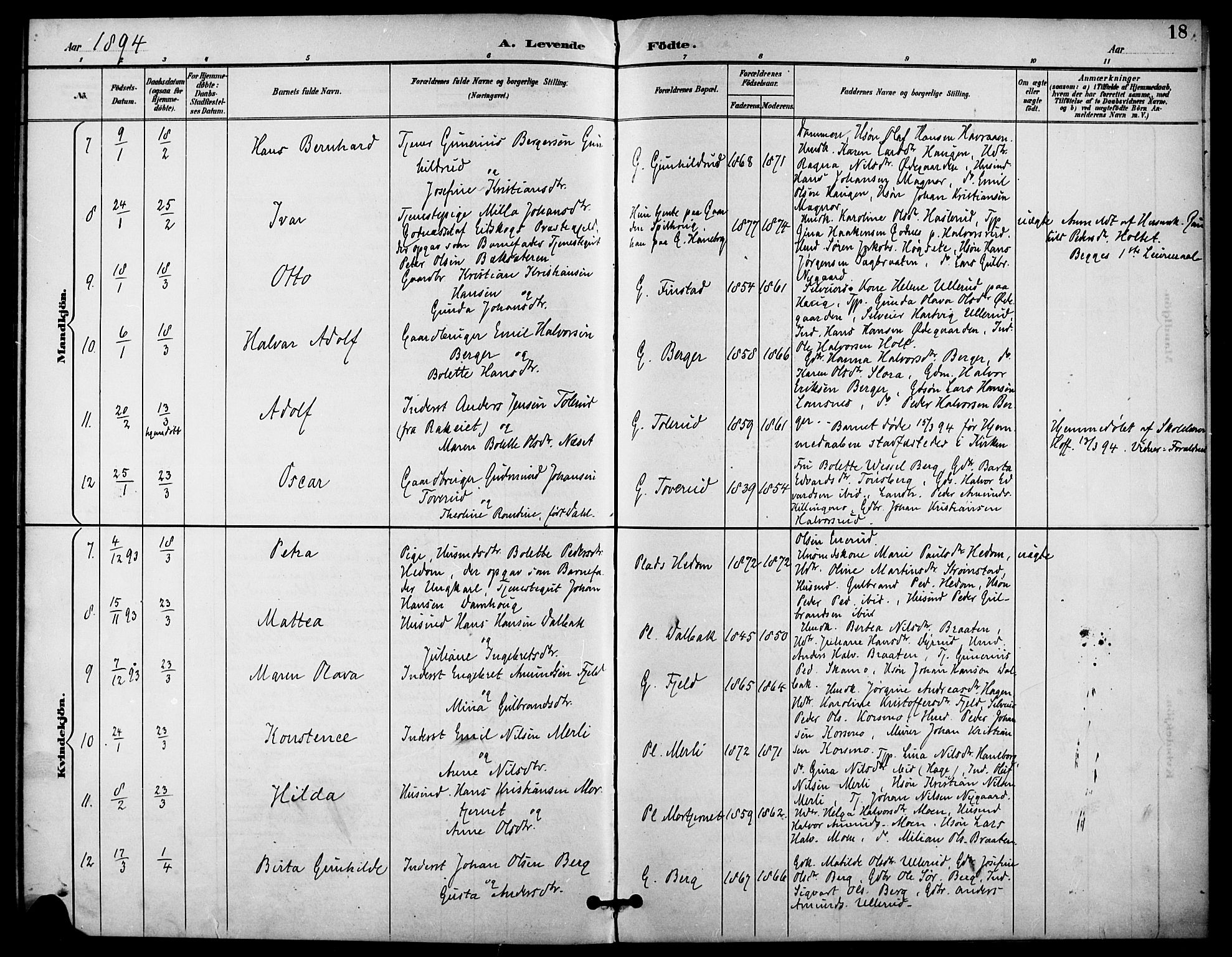 Aurskog prestekontor Kirkebøker, SAO/A-10304a/F/Fa/L0009: Parish register (official) no. I 9, 1891-1898, p. 18