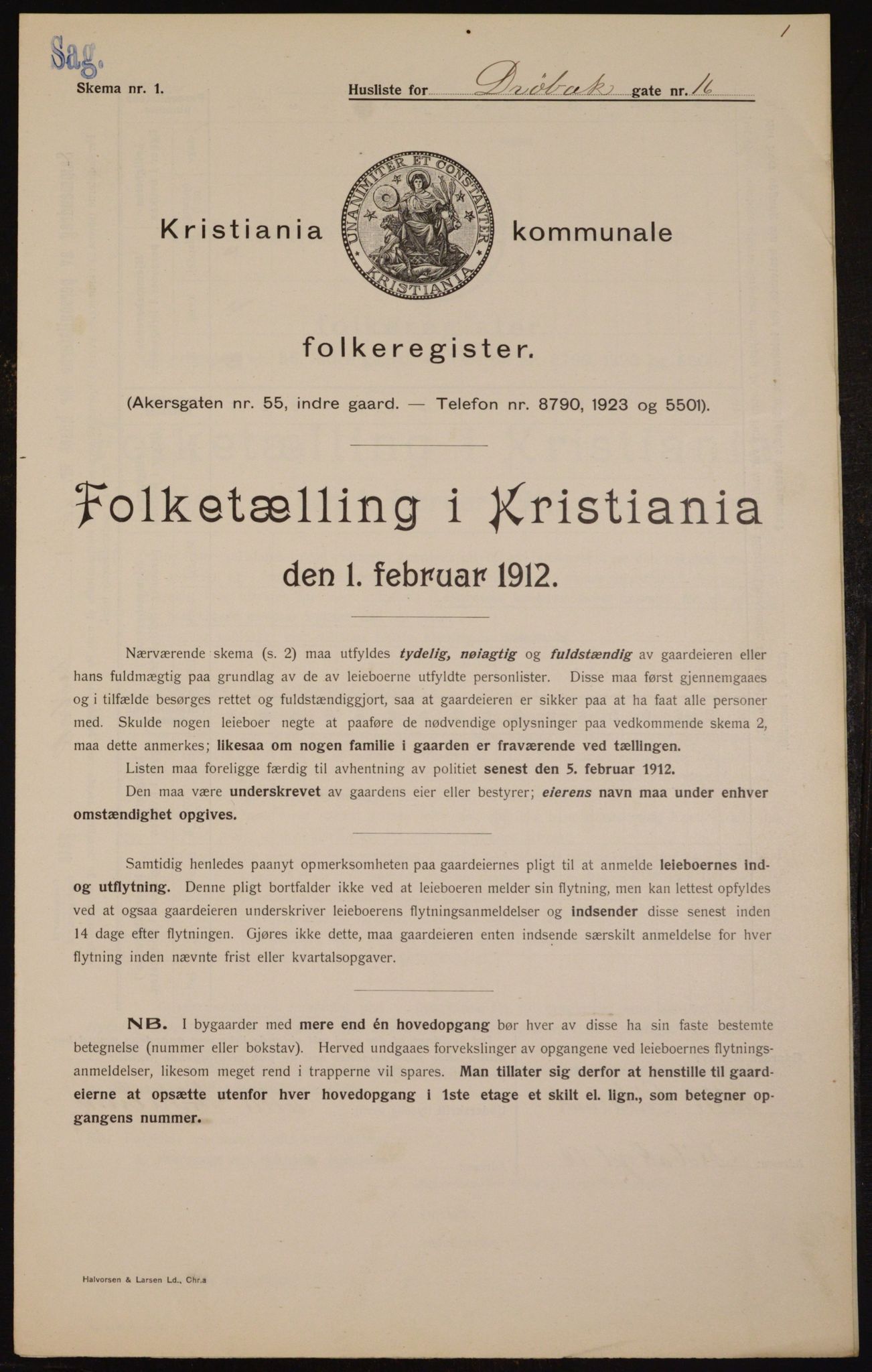 OBA, Municipal Census 1912 for Kristiania, 1912, p. 17355