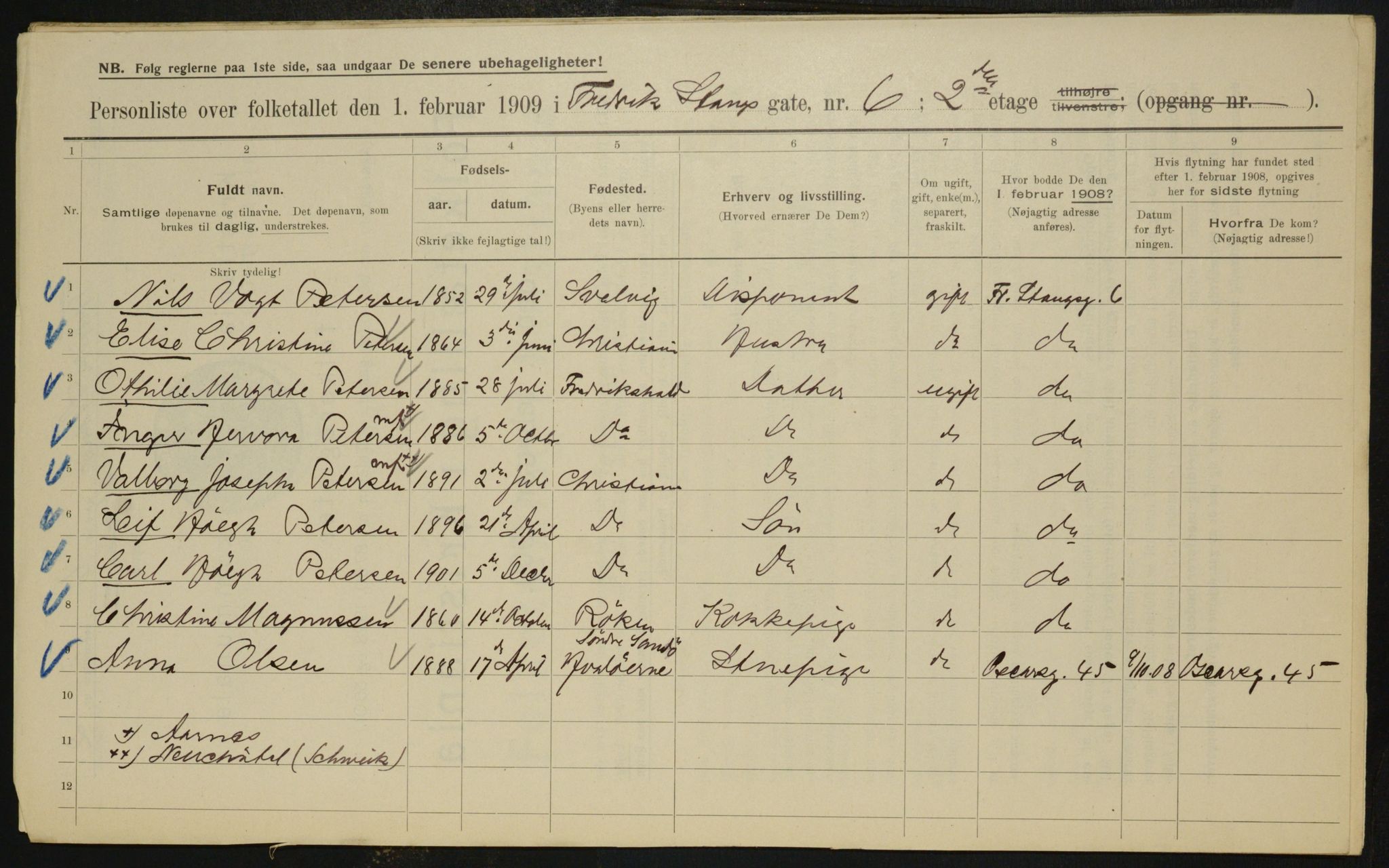 OBA, Municipal Census 1909 for Kristiania, 1909, p. 24106