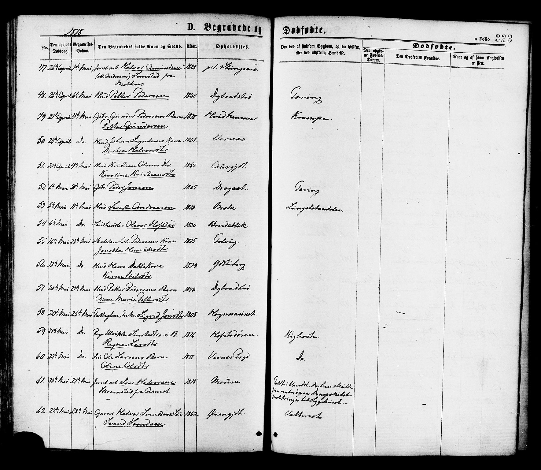 Ministerialprotokoller, klokkerbøker og fødselsregistre - Nord-Trøndelag, AV/SAT-A-1458/709/L0076: Parish register (official) no. 709A16, 1871-1879, p. 323