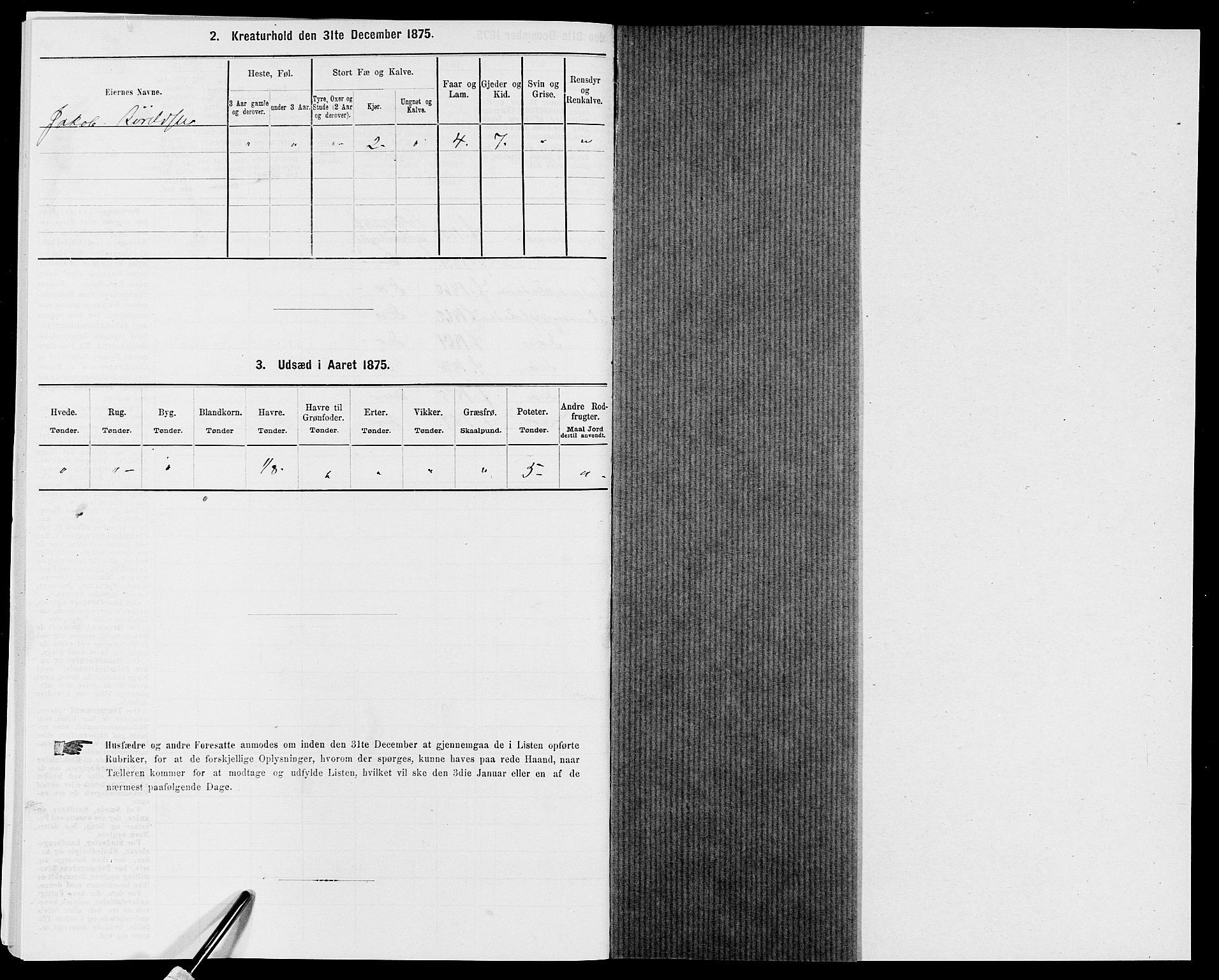 SAK, 1875 census for 1036P Fjotland, 1875, p. 112