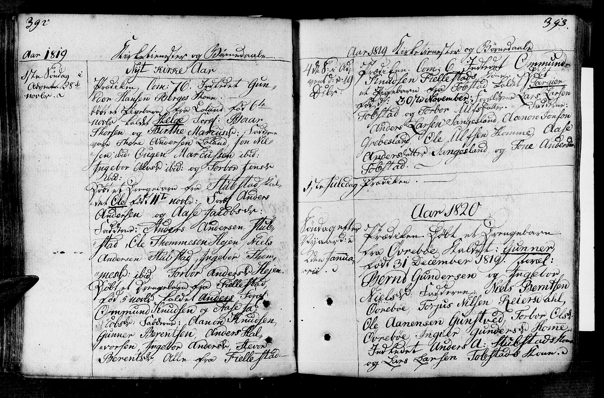 Vennesla sokneprestkontor, AV/SAK-1111-0045/Fa/Fac/L0002: Parish register (official) no. A 2, 1785-1834, p. 392-393