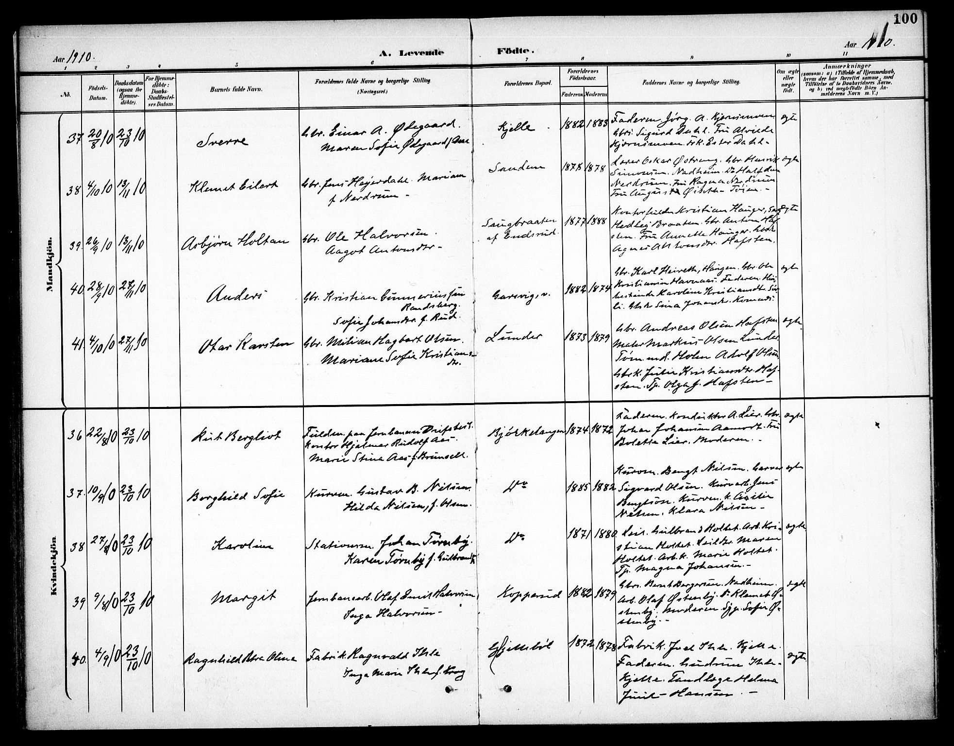 Høland prestekontor Kirkebøker, AV/SAO-A-10346a/F/Fa/L0015: Parish register (official) no. I 15, 1897-1912, p. 100