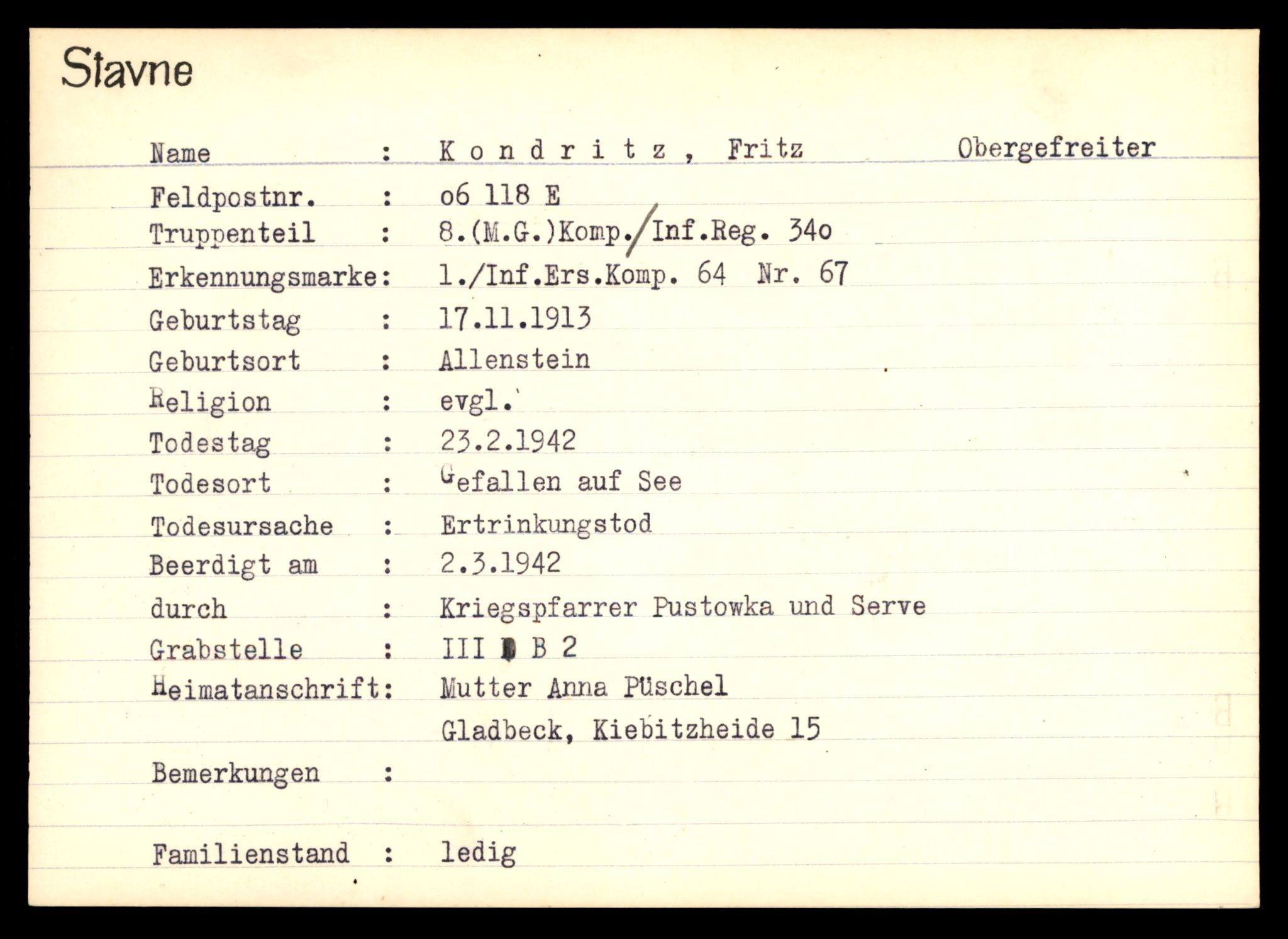 Distriktskontoret for krigsgraver, AV/SAT-A-5030/E/L0003: Kasett/kartotek over tysk Krigskirkegård Stavne, 1945, p. 721