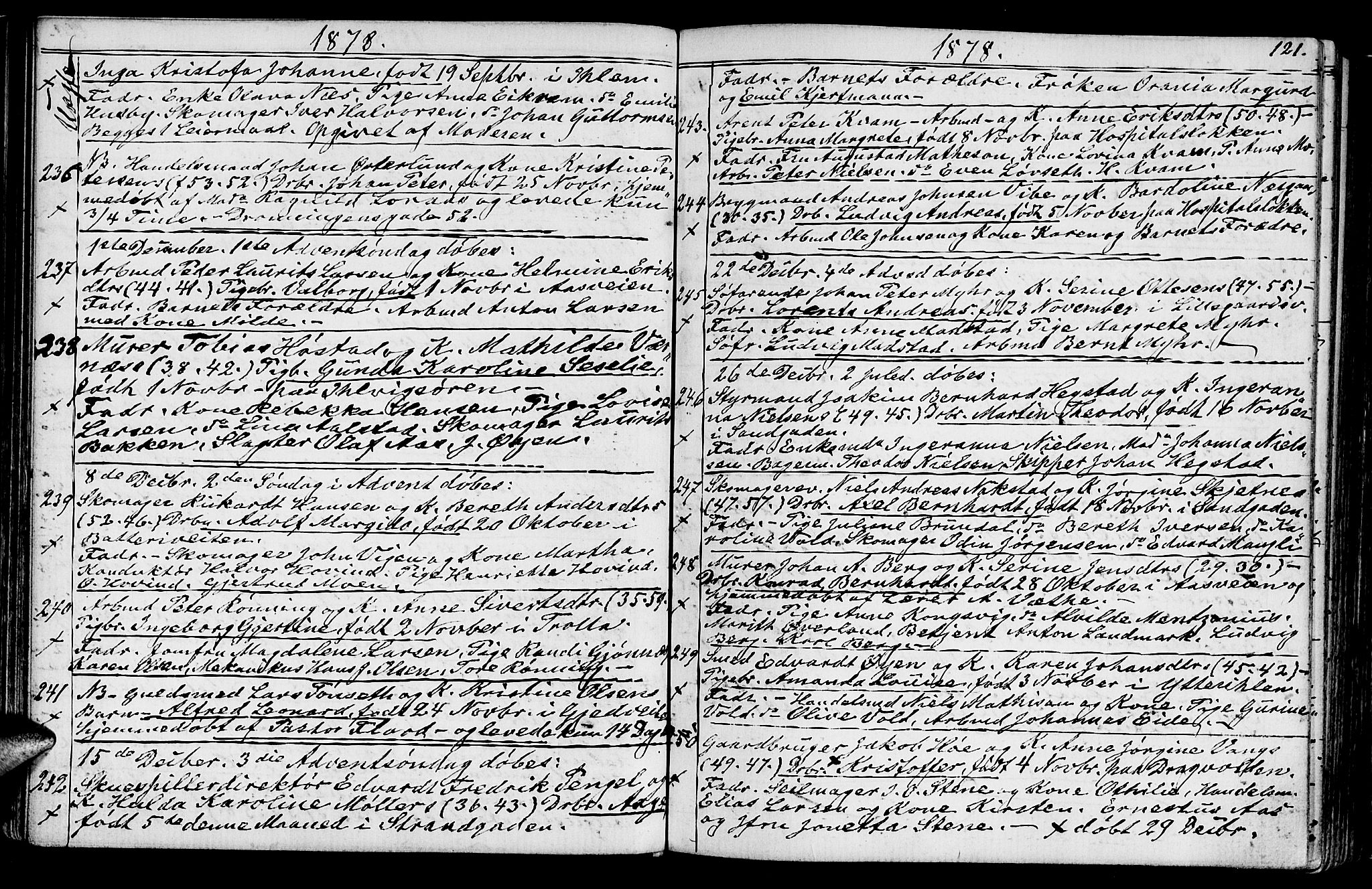 Ministerialprotokoller, klokkerbøker og fødselsregistre - Sør-Trøndelag, SAT/A-1456/602/L0142: Parish register (copy) no. 602C10, 1872-1894, p. 121