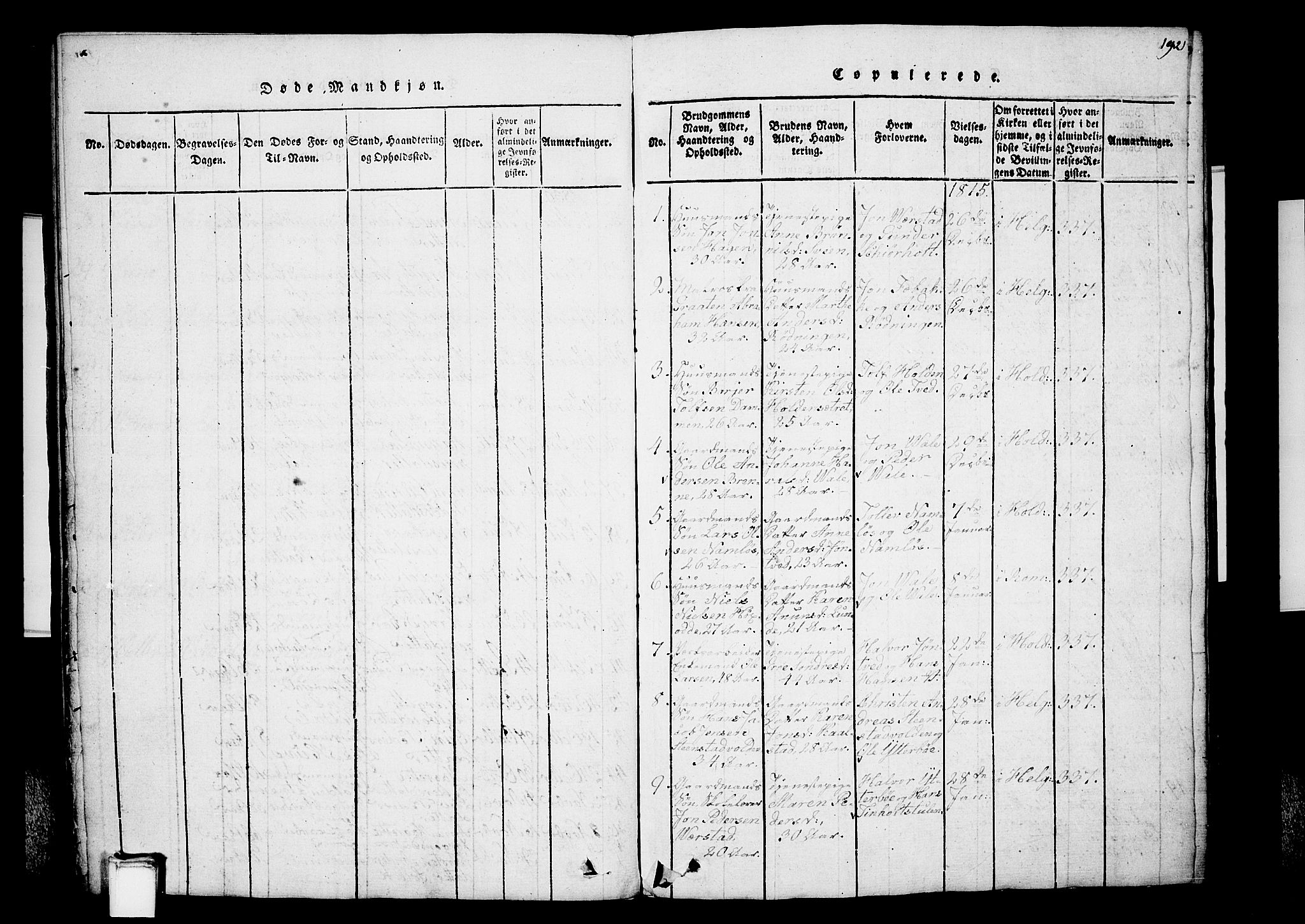 Holla kirkebøker, SAKO/A-272/G/Ga/L0001: Parish register (copy) no. I 1, 1814-1830, p. 192