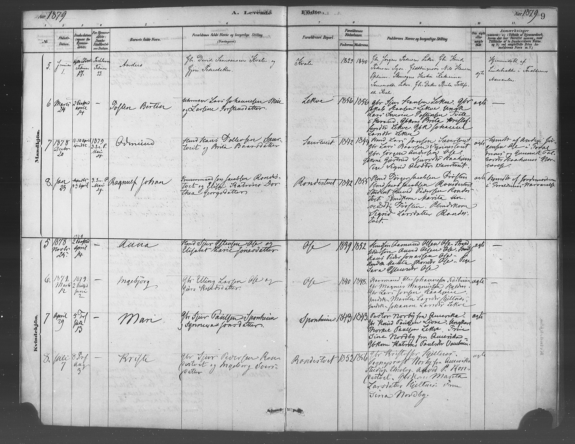 Ulvik sokneprestembete, AV/SAB-A-78801/H/Haa: Parish register (official) no. B 1, 1878-1897, p. 9