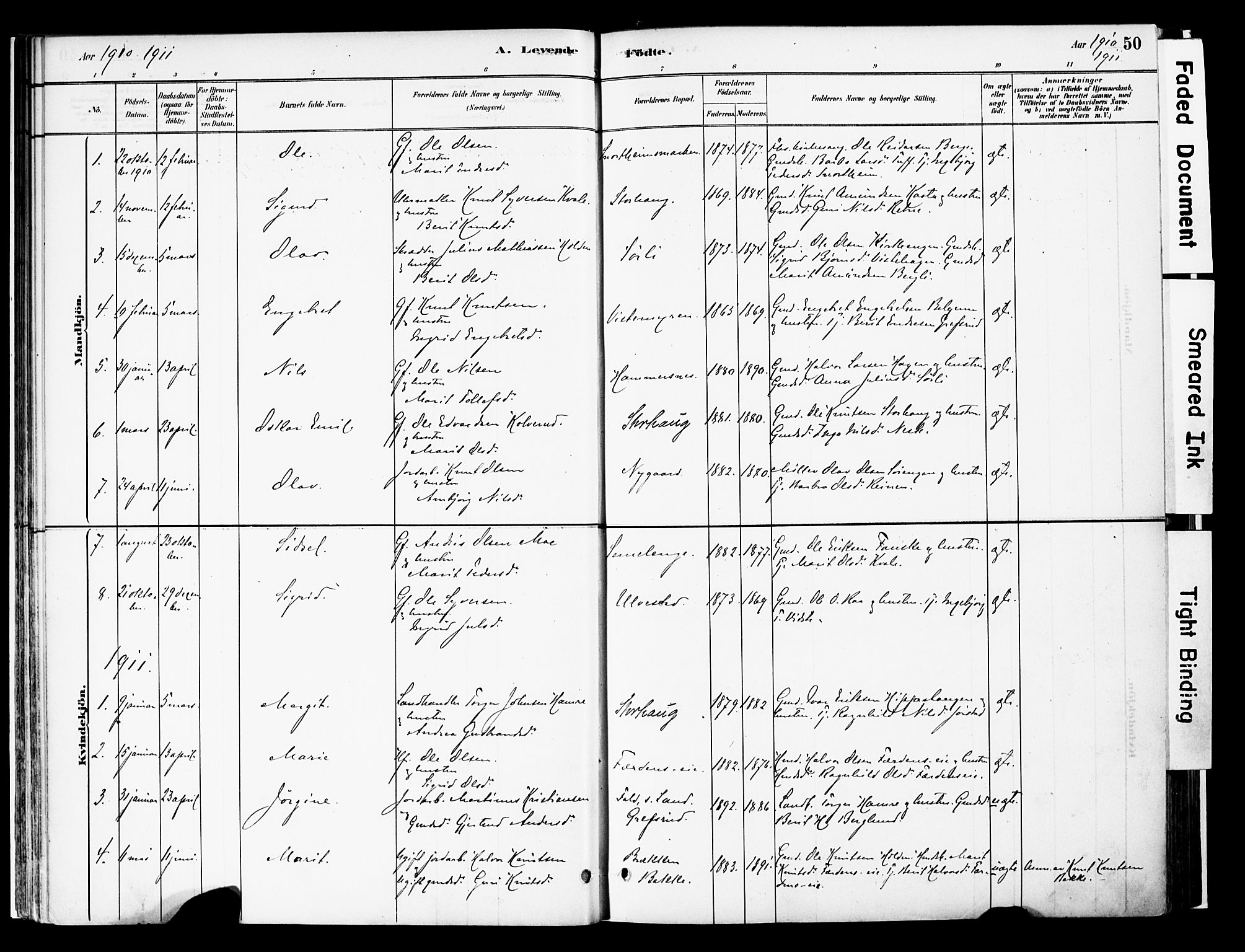 Vestre Slidre prestekontor, SAH/PREST-136/H/Ha/Haa/L0006: Parish register (official) no. 6, 1881-1912, p. 50