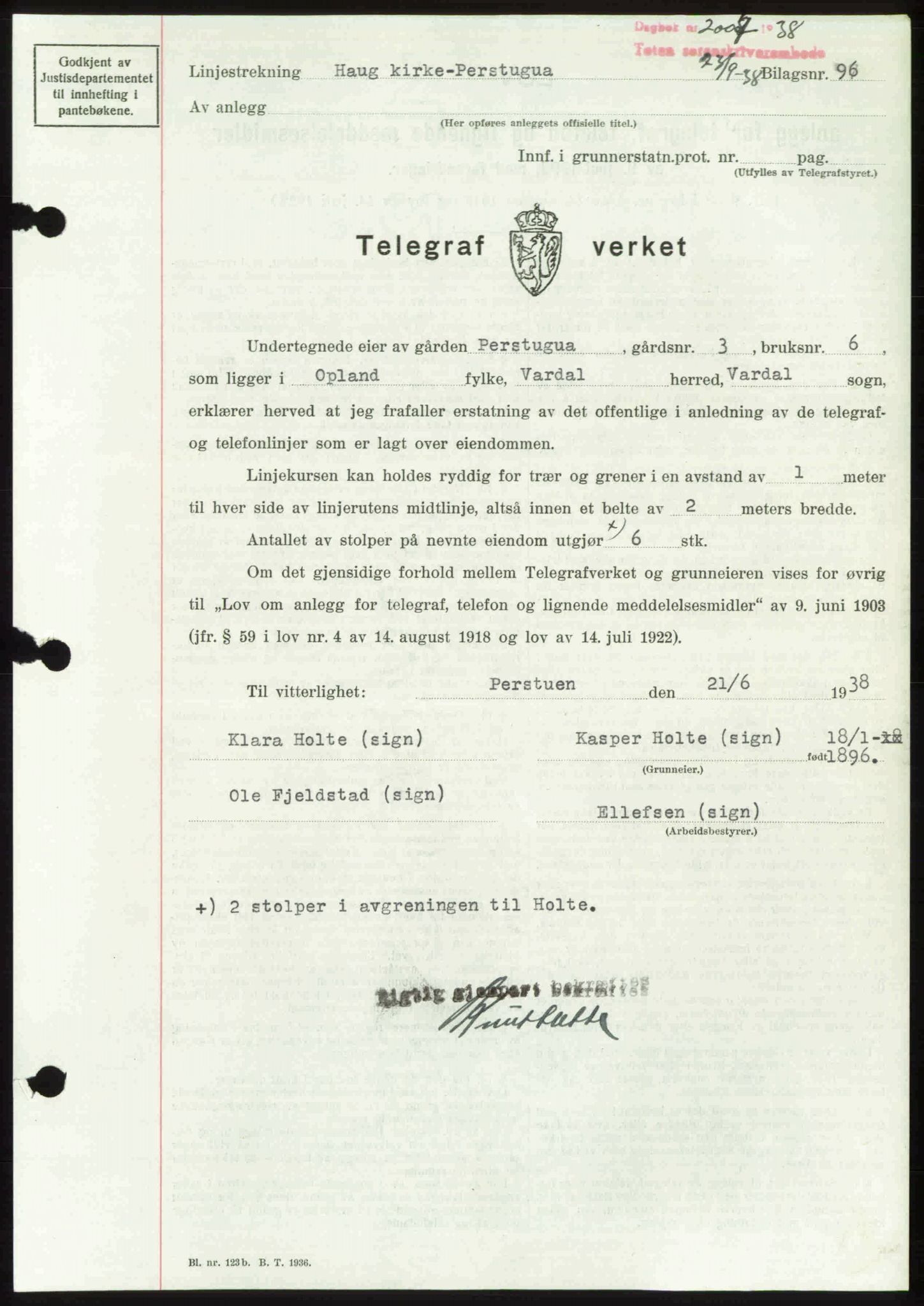 Toten tingrett, SAH/TING-006/H/Hb/Hbc/L0004: Mortgage book no. Hbc-04, 1938-1938, Diary no: : 2007/1938