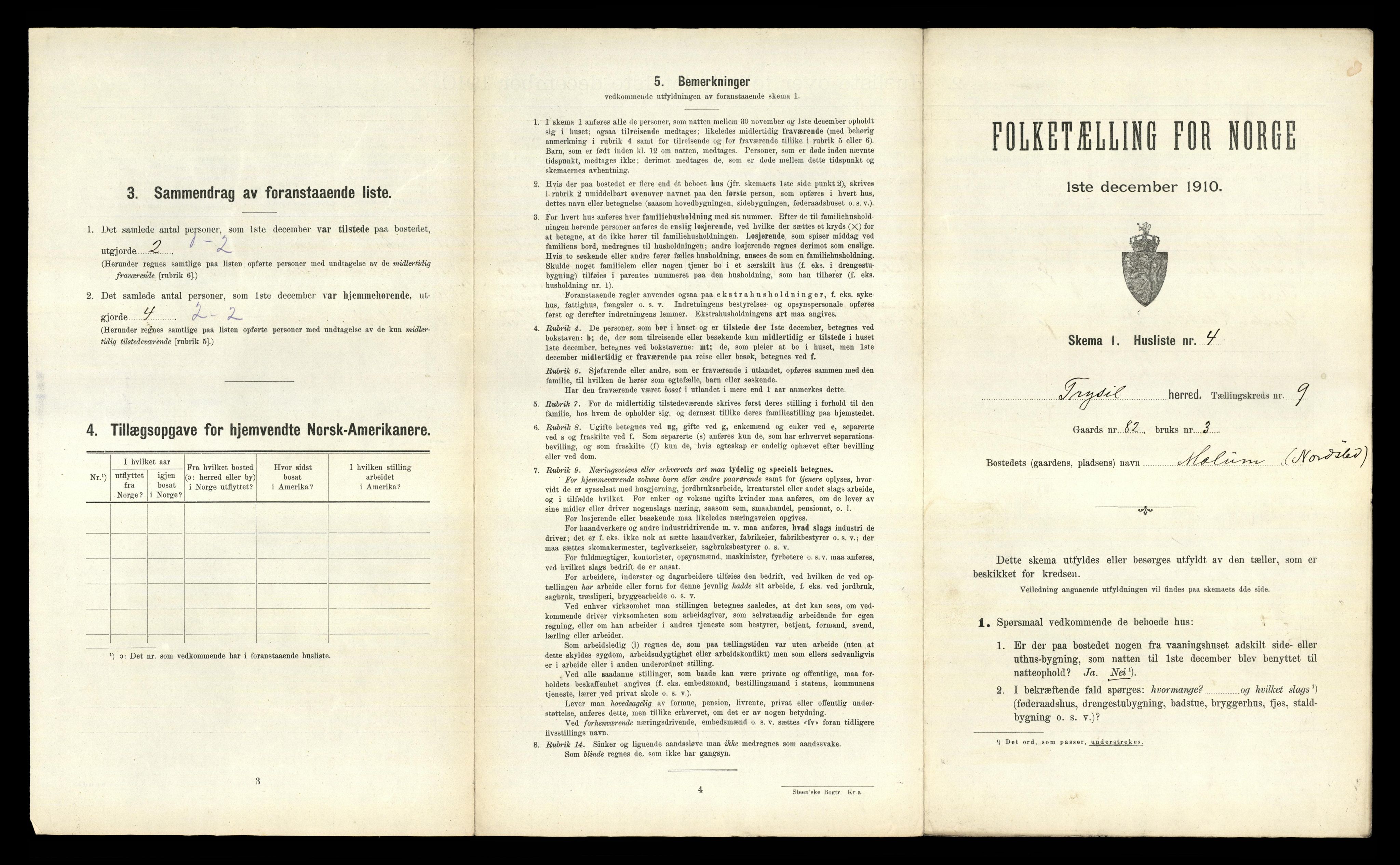RA, 1910 census for Trysil, 1910, p. 1141