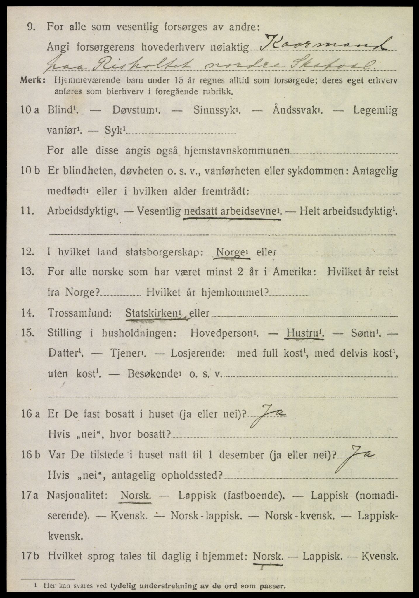 SAT, 1920 census for Skatval, 1920, p. 1032