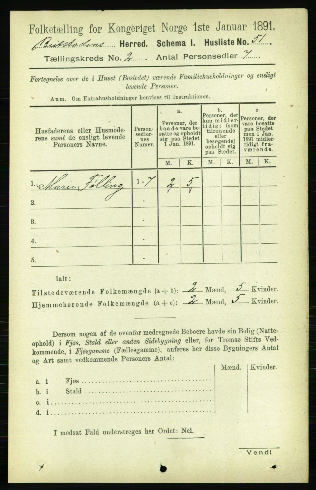 RA, 1891 census for 1727 Beitstad, 1891, p. 367
