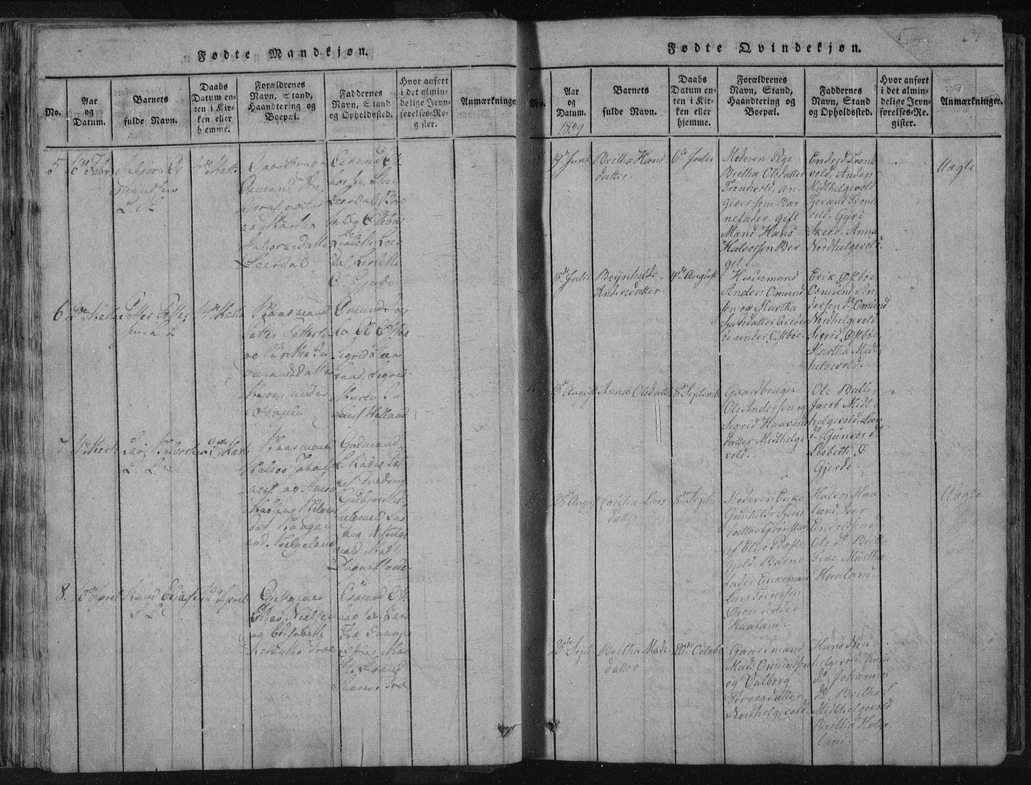 Vikedal sokneprestkontor, AV/SAST-A-101840/01/IV: Parish register (official) no. A 4, 1816-1850, p. 43