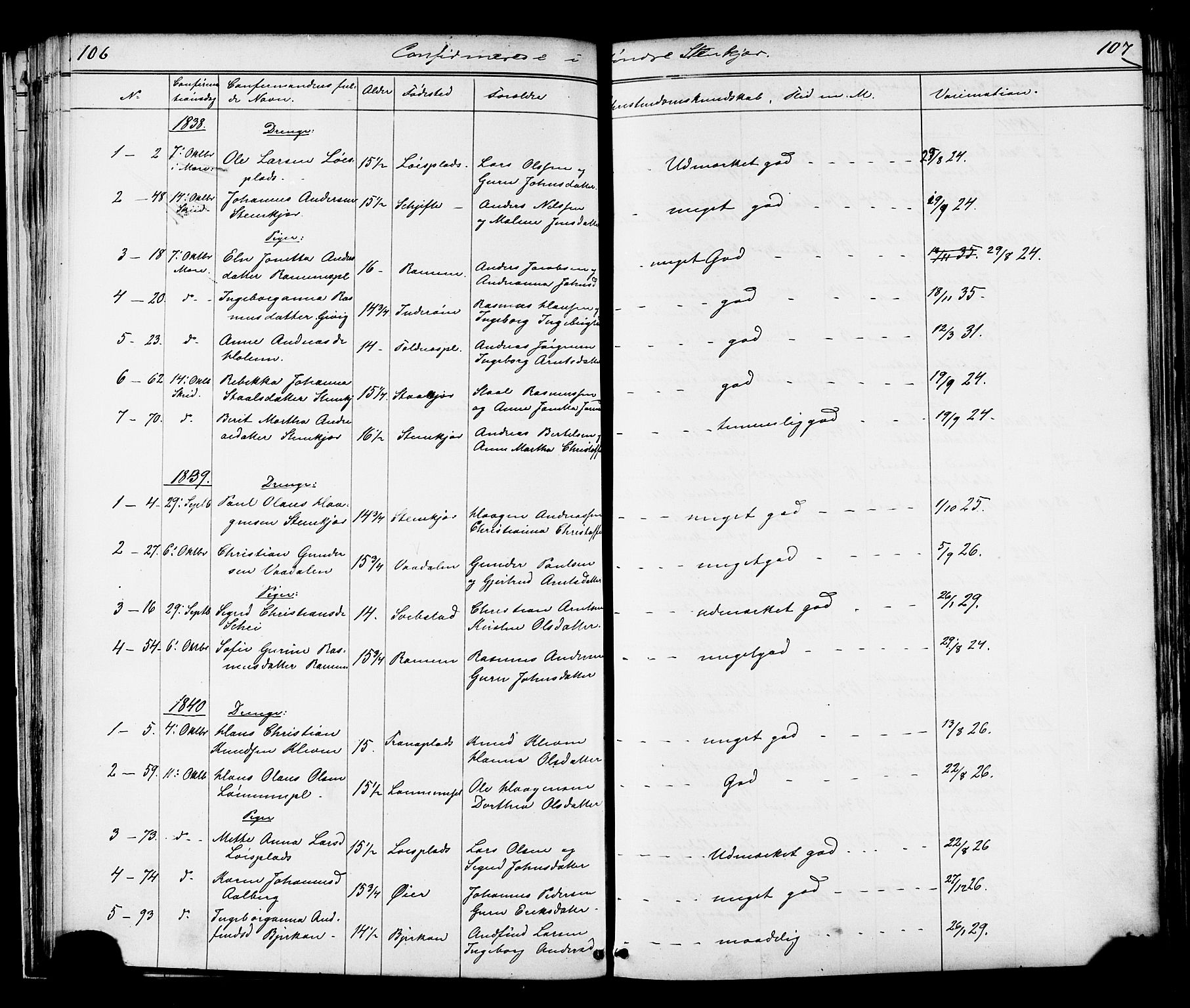 Ministerialprotokoller, klokkerbøker og fødselsregistre - Nord-Trøndelag, SAT/A-1458/739/L0367: Parish register (official) no. 739A01 /1, 1838-1868, p. 106-107