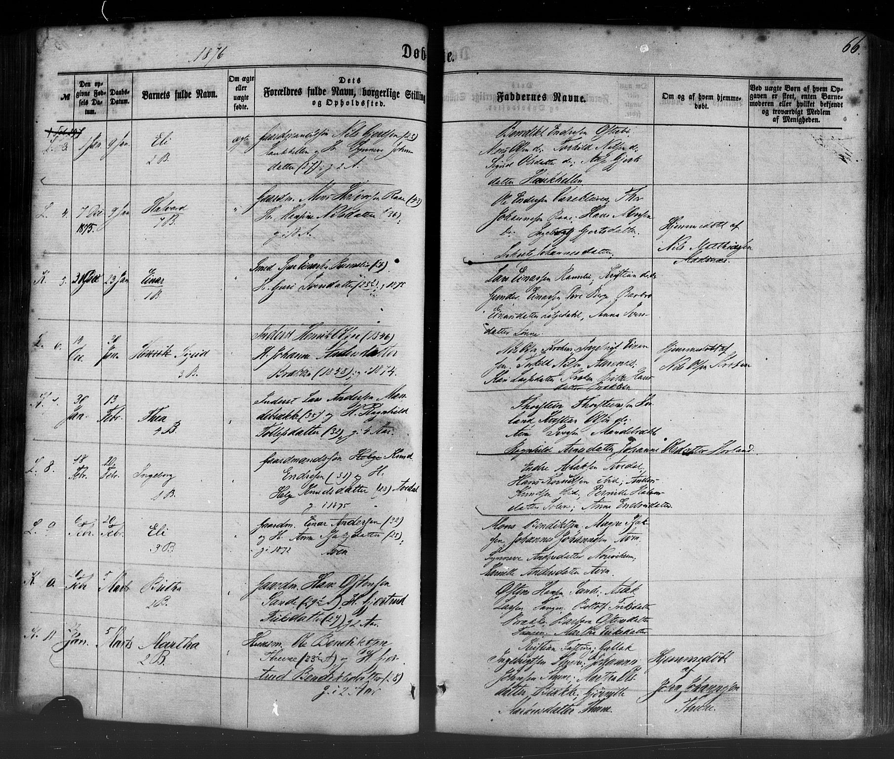 Lavik sokneprestembete, AV/SAB-A-80901: Parish register (official) no. A 4, 1864-1881, p. 66