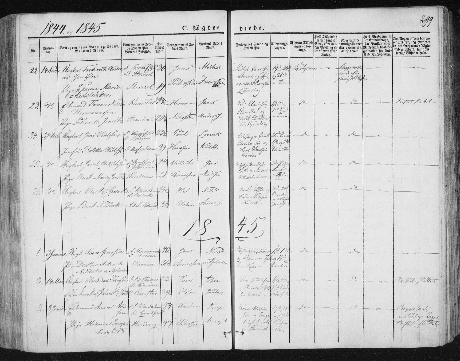 Ministerialprotokoller, klokkerbøker og fødselsregistre - Nord-Trøndelag, SAT/A-1458/784/L0669: Parish register (official) no. 784A04, 1829-1859, p. 299