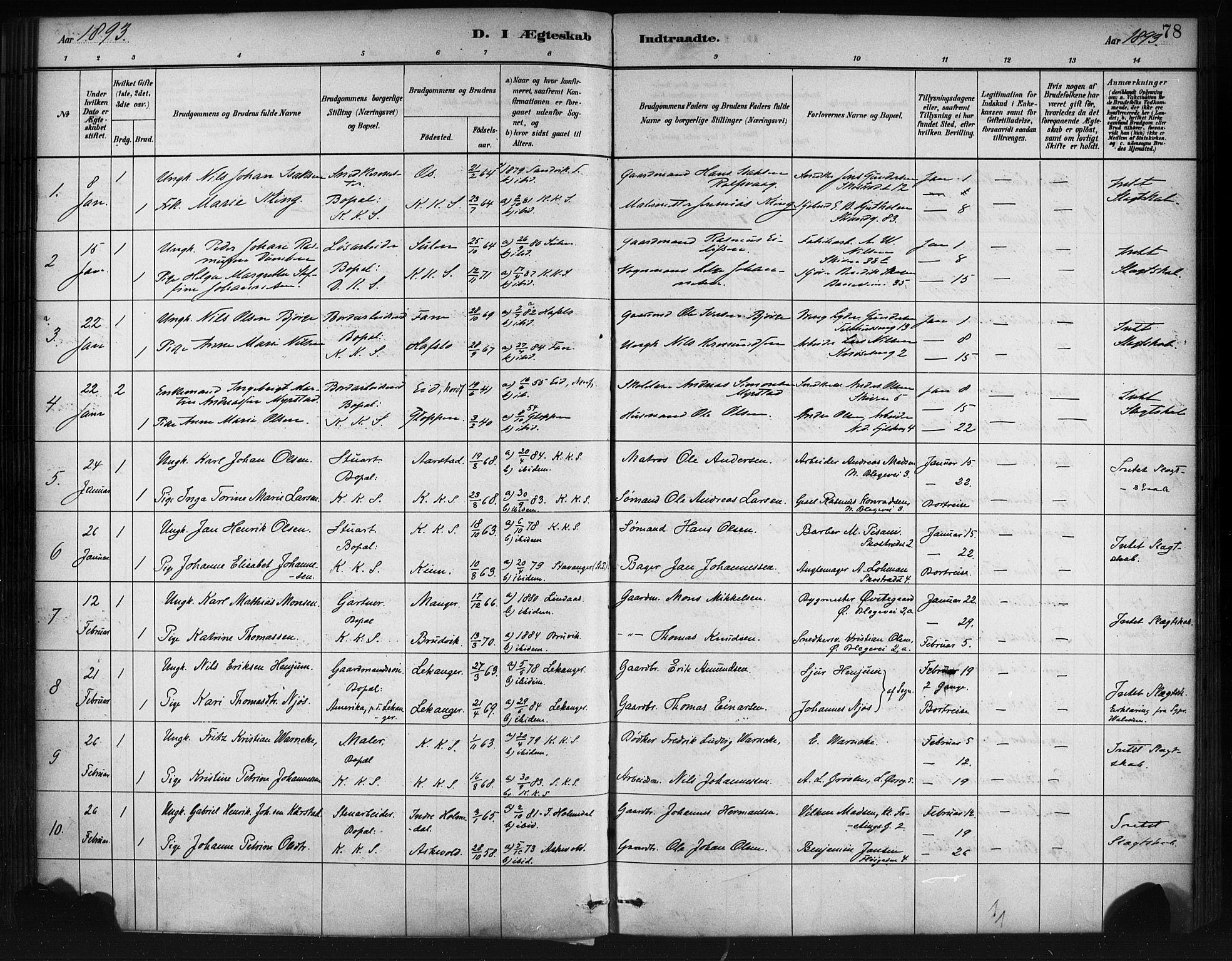 Korskirken sokneprestembete, SAB/A-76101/H/Haa/L0037: Parish register (official) no. D 4, 1883-1904, p. 78