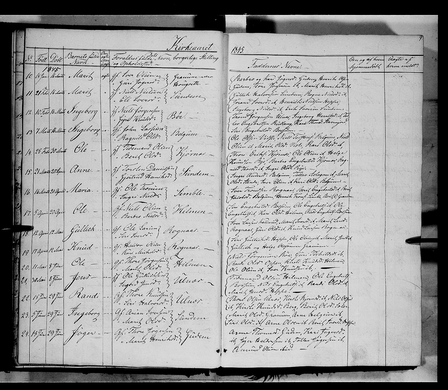 Nord-Aurdal prestekontor, SAH/PREST-132/H/Ha/Haa/L0006: Parish register (official) no. 6, 1842-1863, p. 9