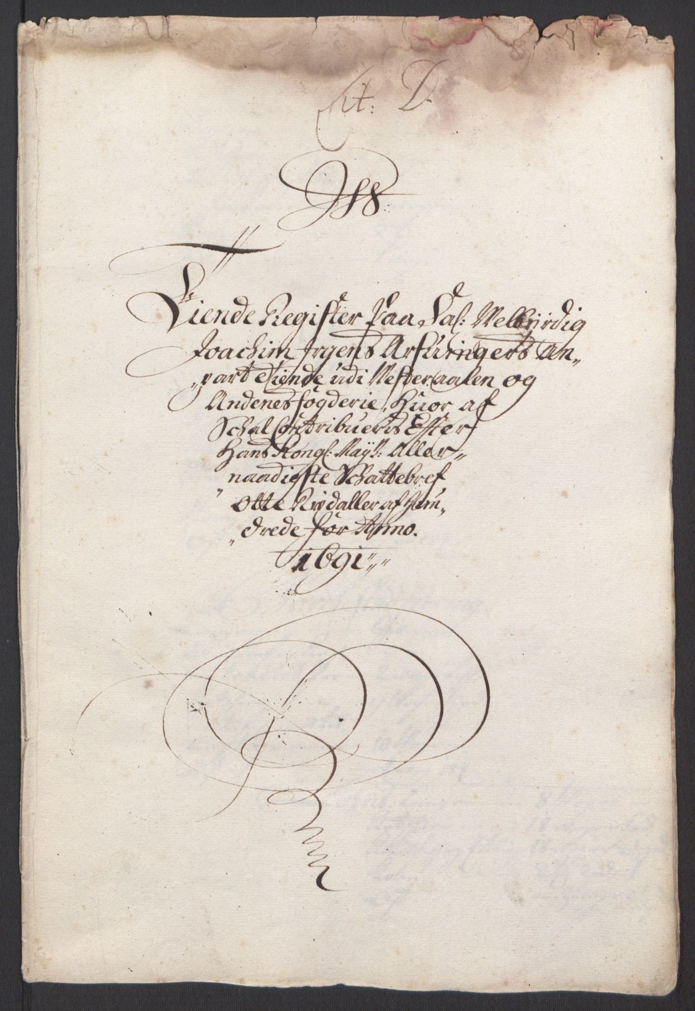 Rentekammeret inntil 1814, Reviderte regnskaper, Fogderegnskap, RA/EA-4092/R67/L4676: Fogderegnskap Vesterålen, Andenes og Lofoten, 1691-1693, p. 27