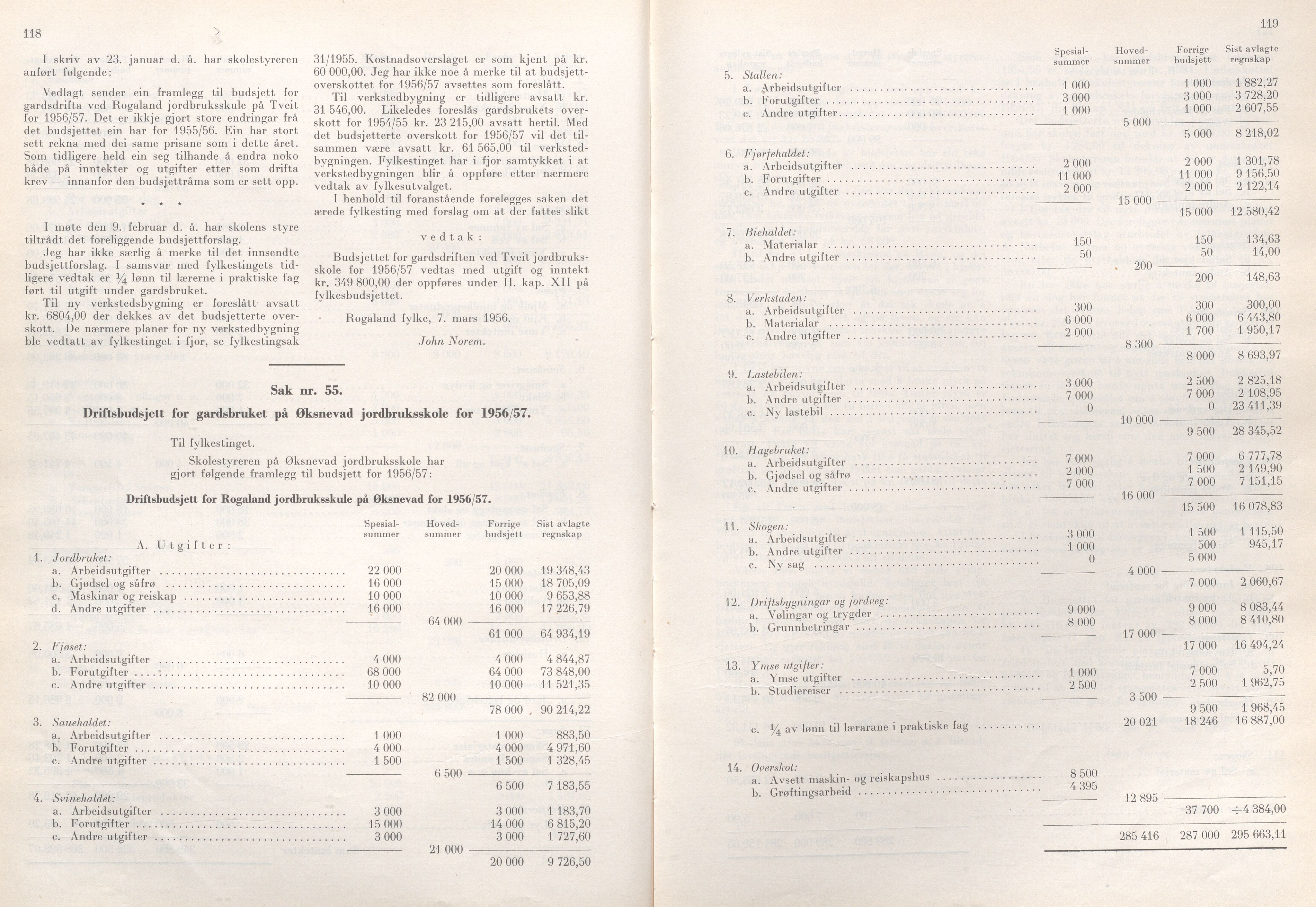 Rogaland fylkeskommune - Fylkesrådmannen , IKAR/A-900/A/Aa/Aaa/L0075: Møtebok , 1956, p. 118-119