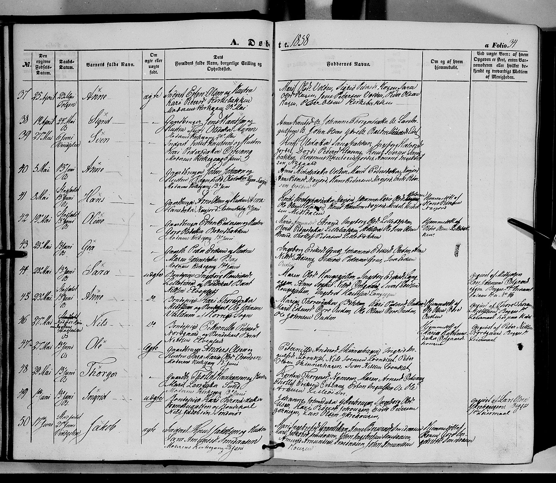 Tolga prestekontor, AV/SAH-PREST-062/K/L0006: Parish register (official) no. 6, 1852-1876, p. 34