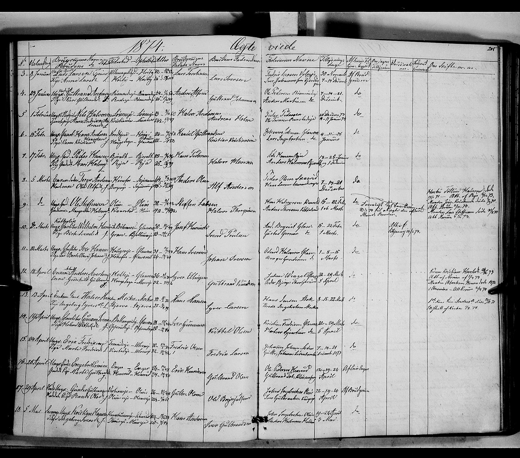 Jevnaker prestekontor, SAH/PREST-116/H/Ha/Haa/L0007: Parish register (official) no. 7, 1858-1876, p. 205