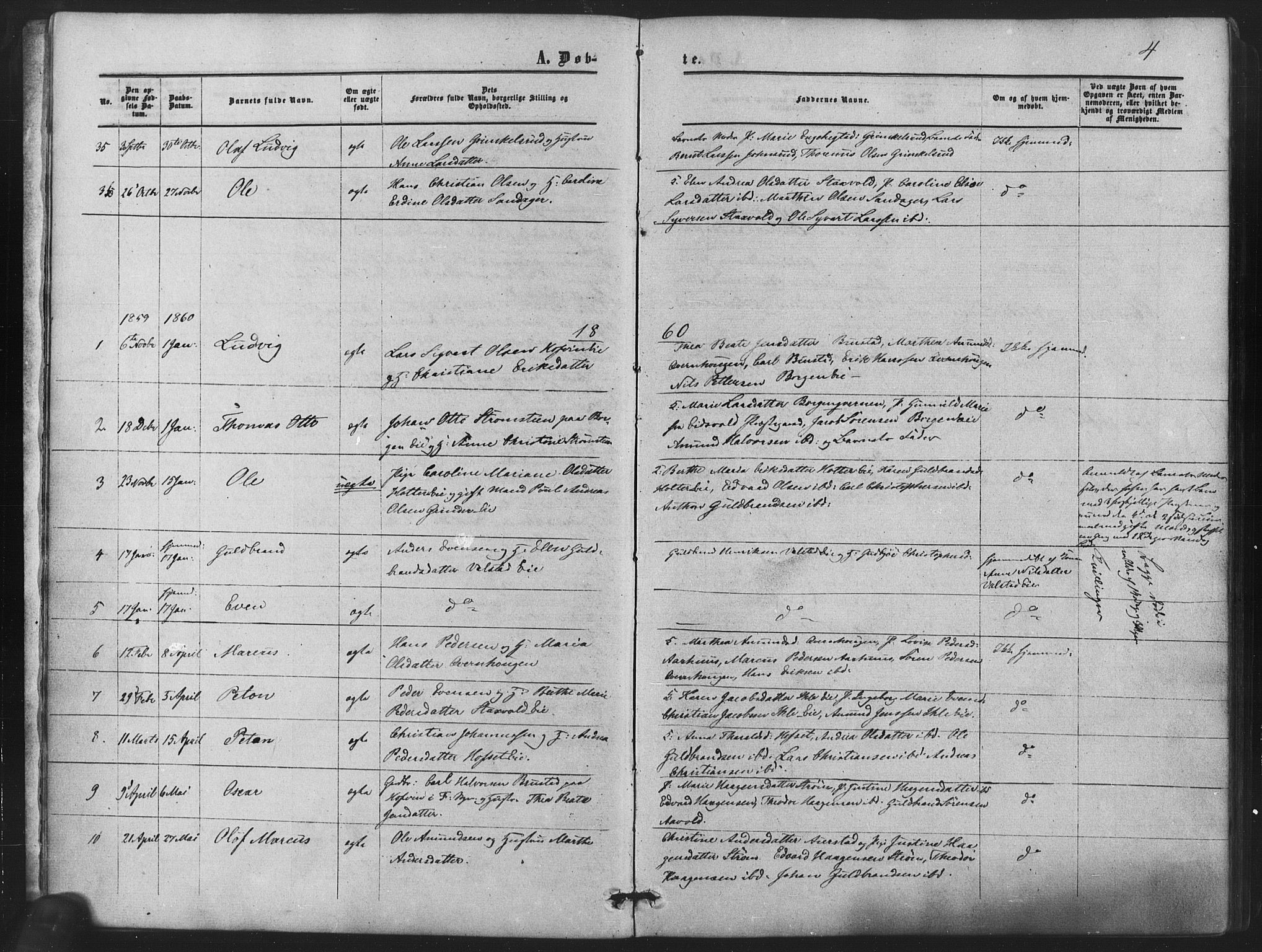 Nes prestekontor Kirkebøker, SAO/A-10410/F/Fb/L0001: Parish register (official) no. II 1, 1859-1882, p. 4