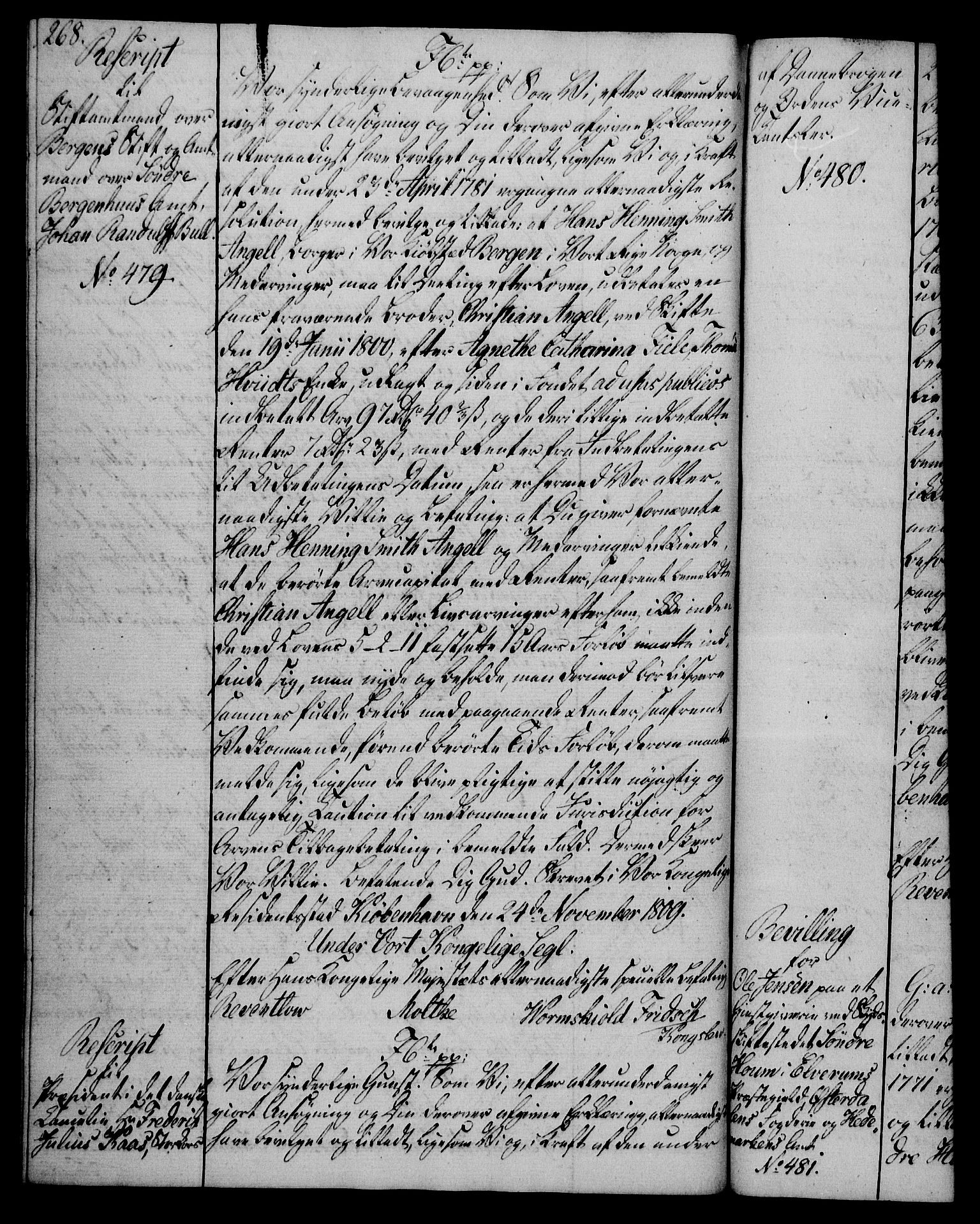 Rentekammeret, Kammerkanselliet, RA/EA-3111/G/Gg/Gga/L0019: Norsk ekspedisjonsprotokoll med register (merket RK 53.19), 1807-1810, p. 268
