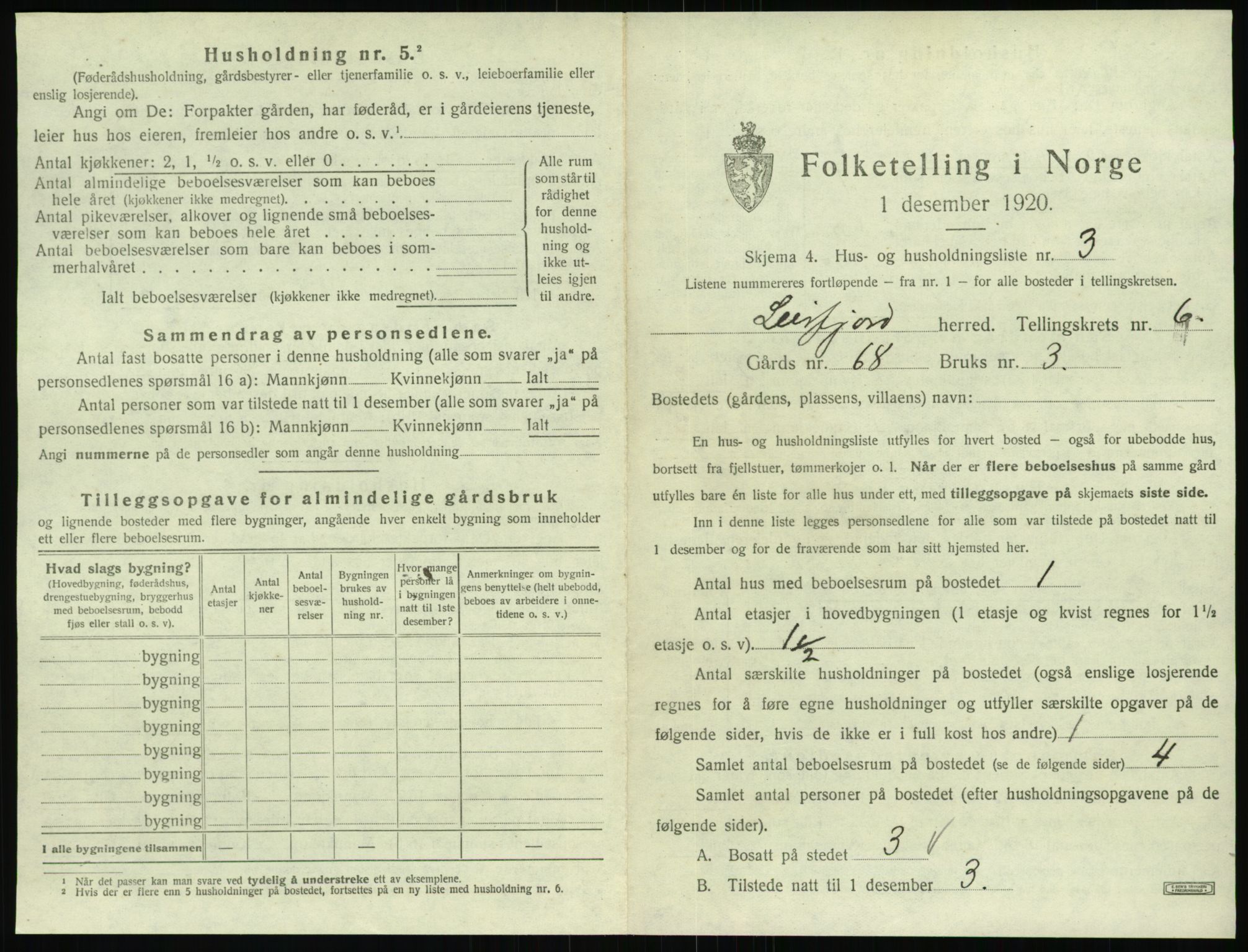 SAT, 1920 census for Leirfjord, 1920, p. 521