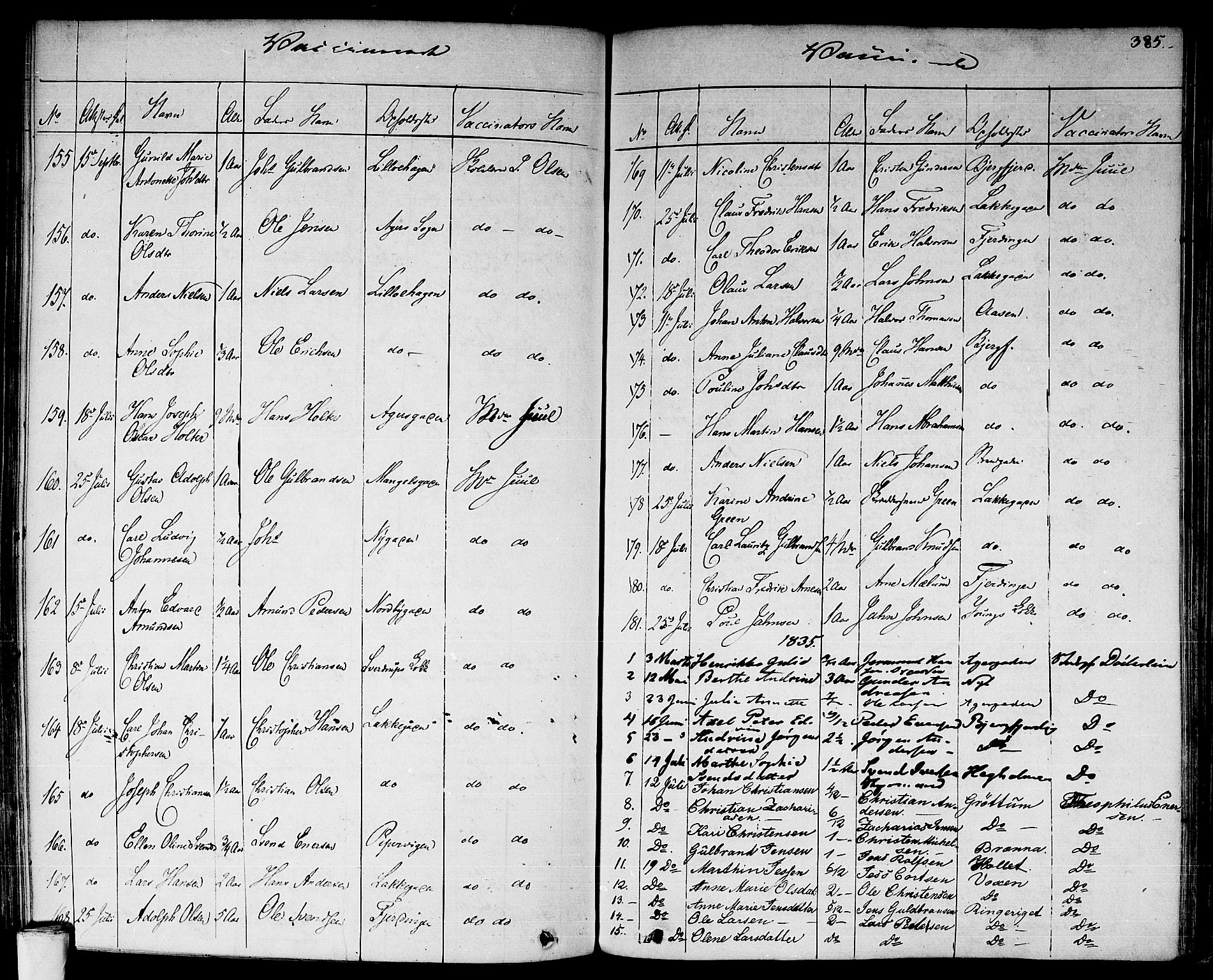 Aker prestekontor kirkebøker, SAO/A-10861/F/L0018: Parish register (official) no. 17, 1829-1852, p. 385