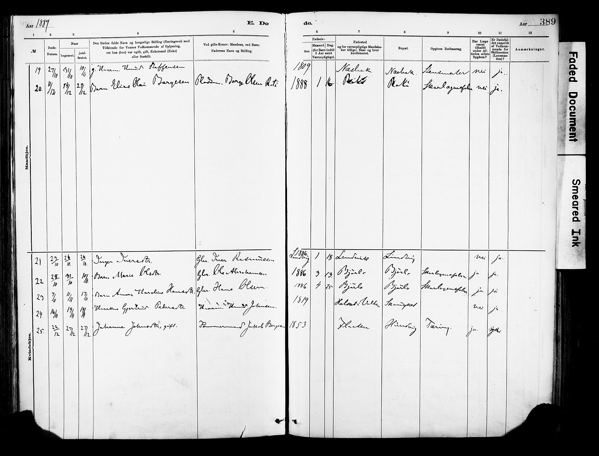 Eid sokneprestembete, AV/SAB-A-82301/H/Haa/Haab/L0001: Parish register (official) no. B 1, 1879-1906, p. 389