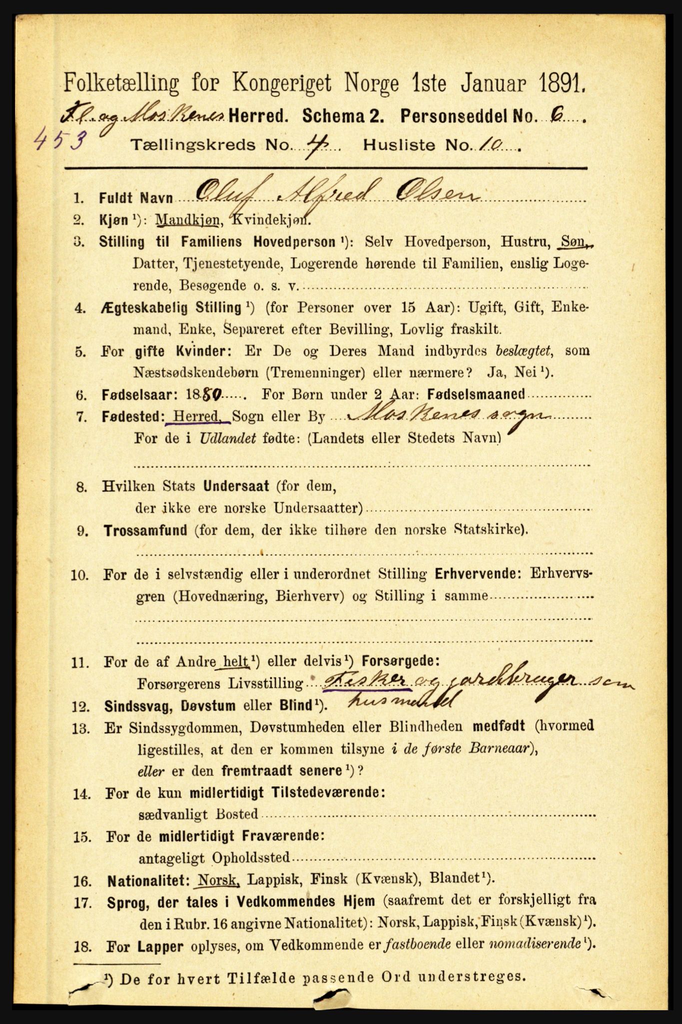 RA, 1891 census for 1859 Flakstad, 1891, p. 1948