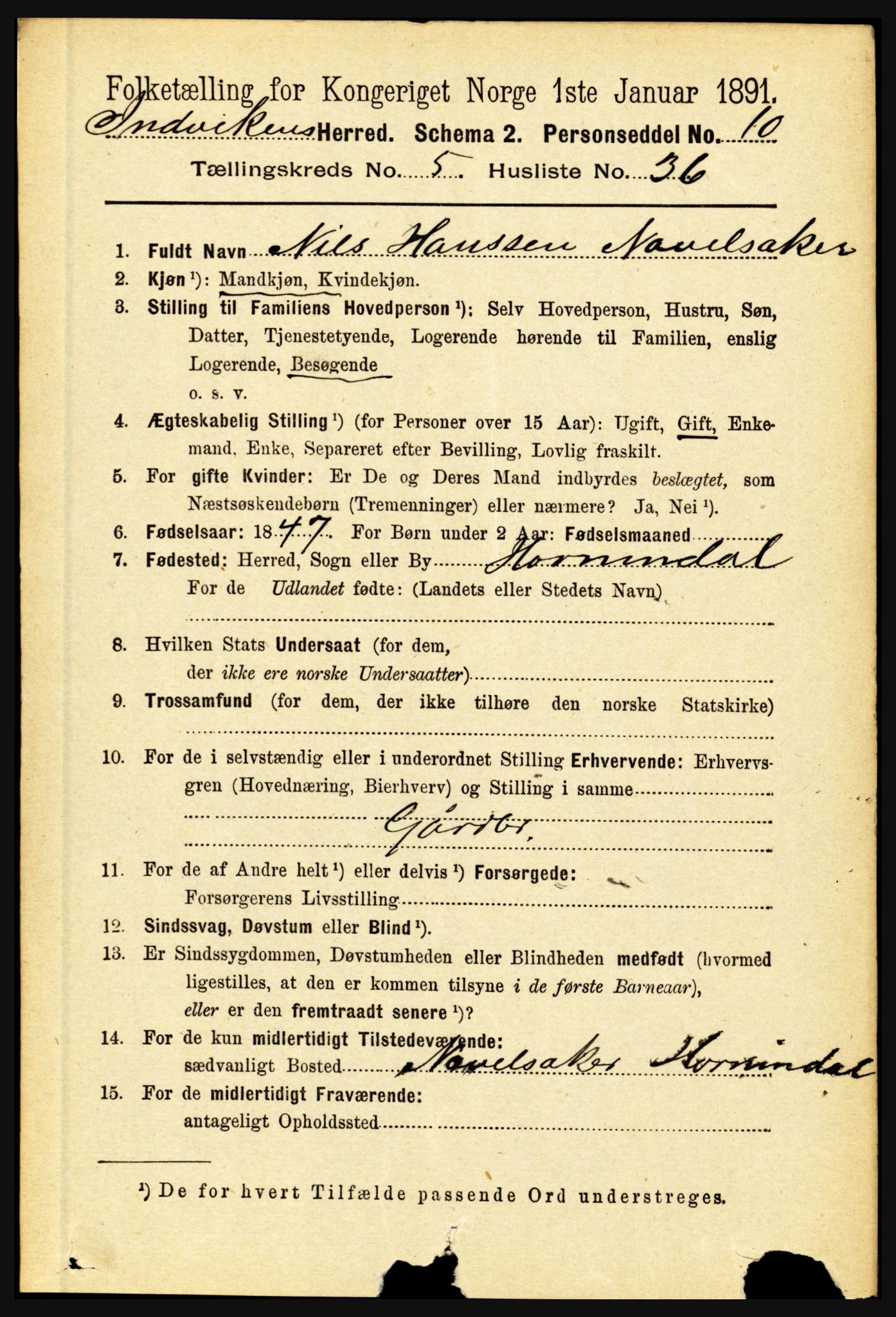 RA, 1891 census for 1447 Innvik, 1891, p. 2187