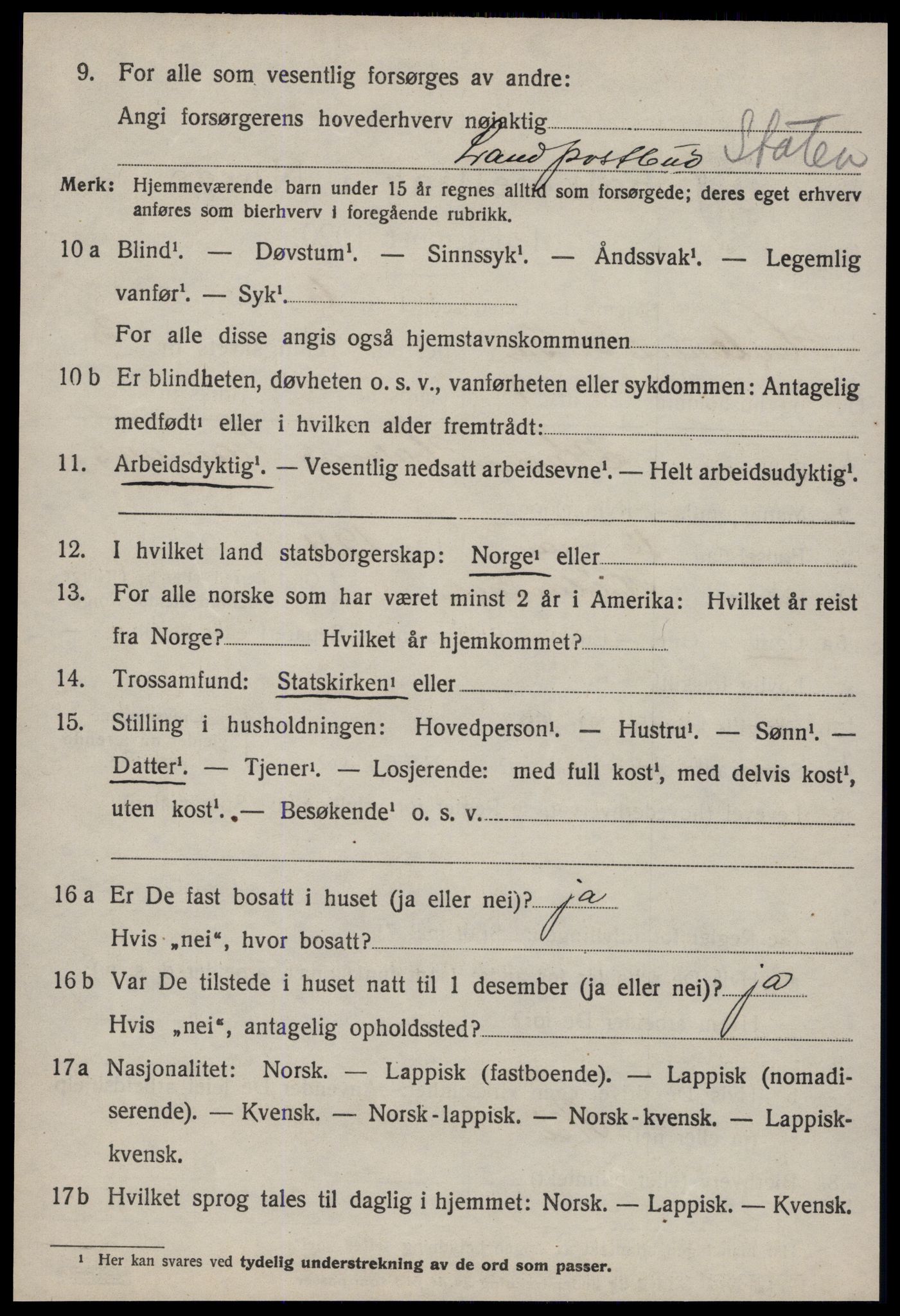 SAT, 1920 census for Hølonda, 1920, p. 1164