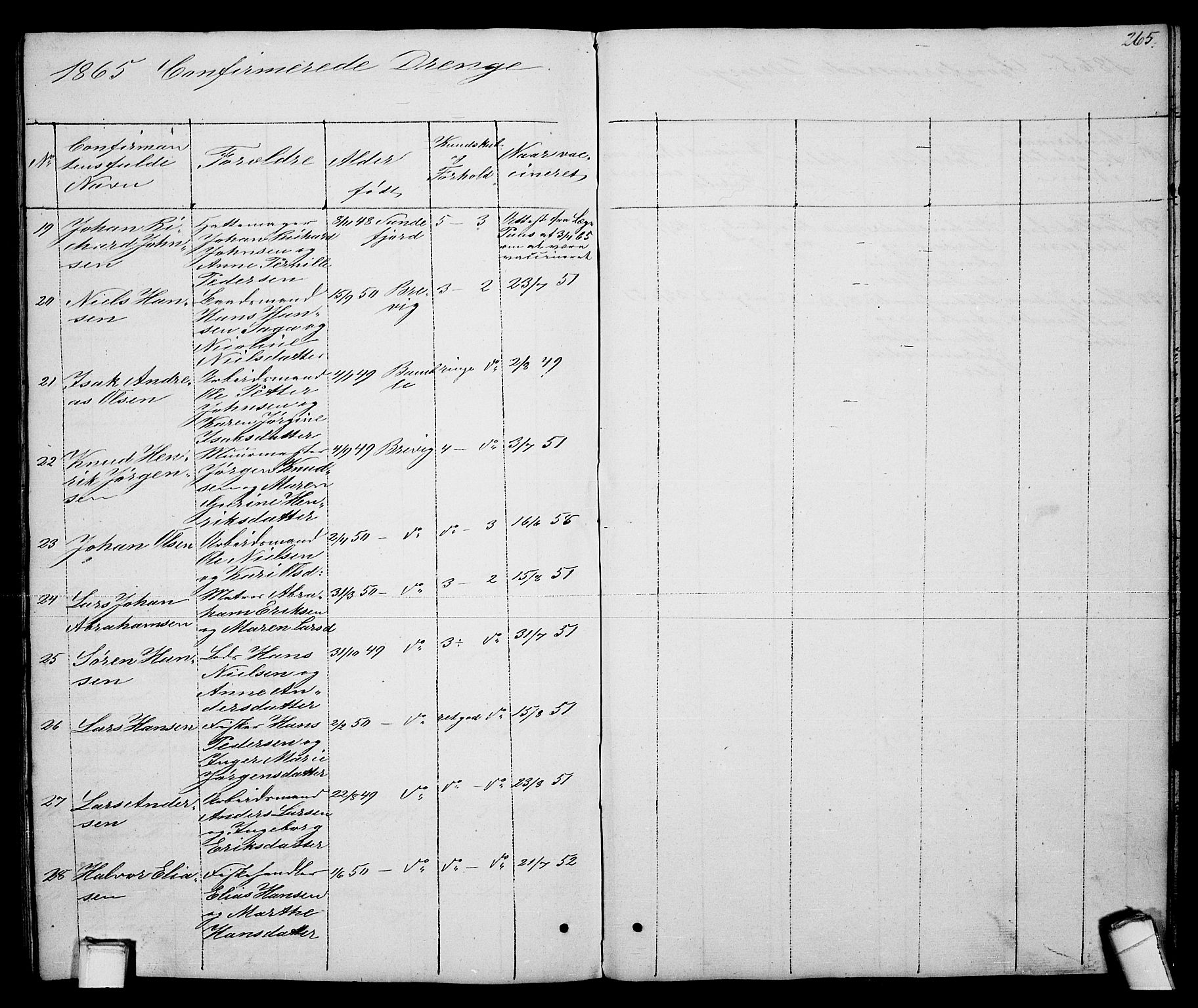 Brevik kirkebøker, AV/SAKO-A-255/G/Ga/L0002: Parish register (copy) no. 2, 1846-1865, p. 265