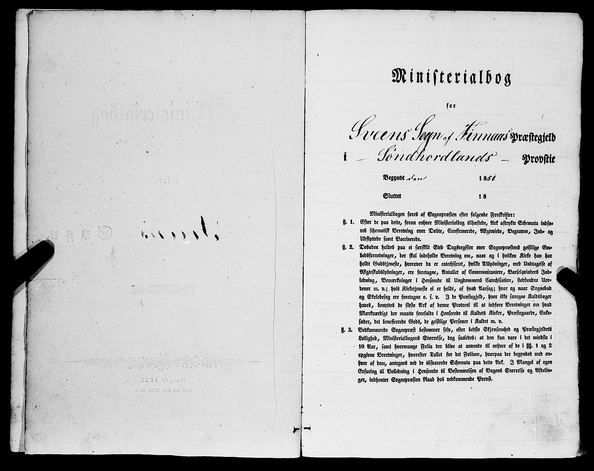 Sveio Sokneprestembete, AV/SAB-A-78501/H/Hab: Parish register (copy) no. A 1, 1851-1865