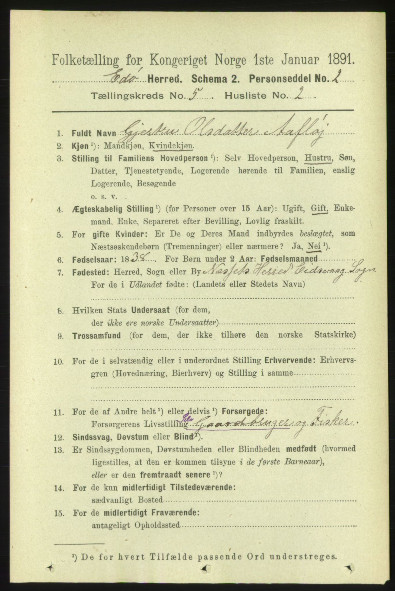 RA, 1891 census for 1573 Edøy, 1891, p. 1205