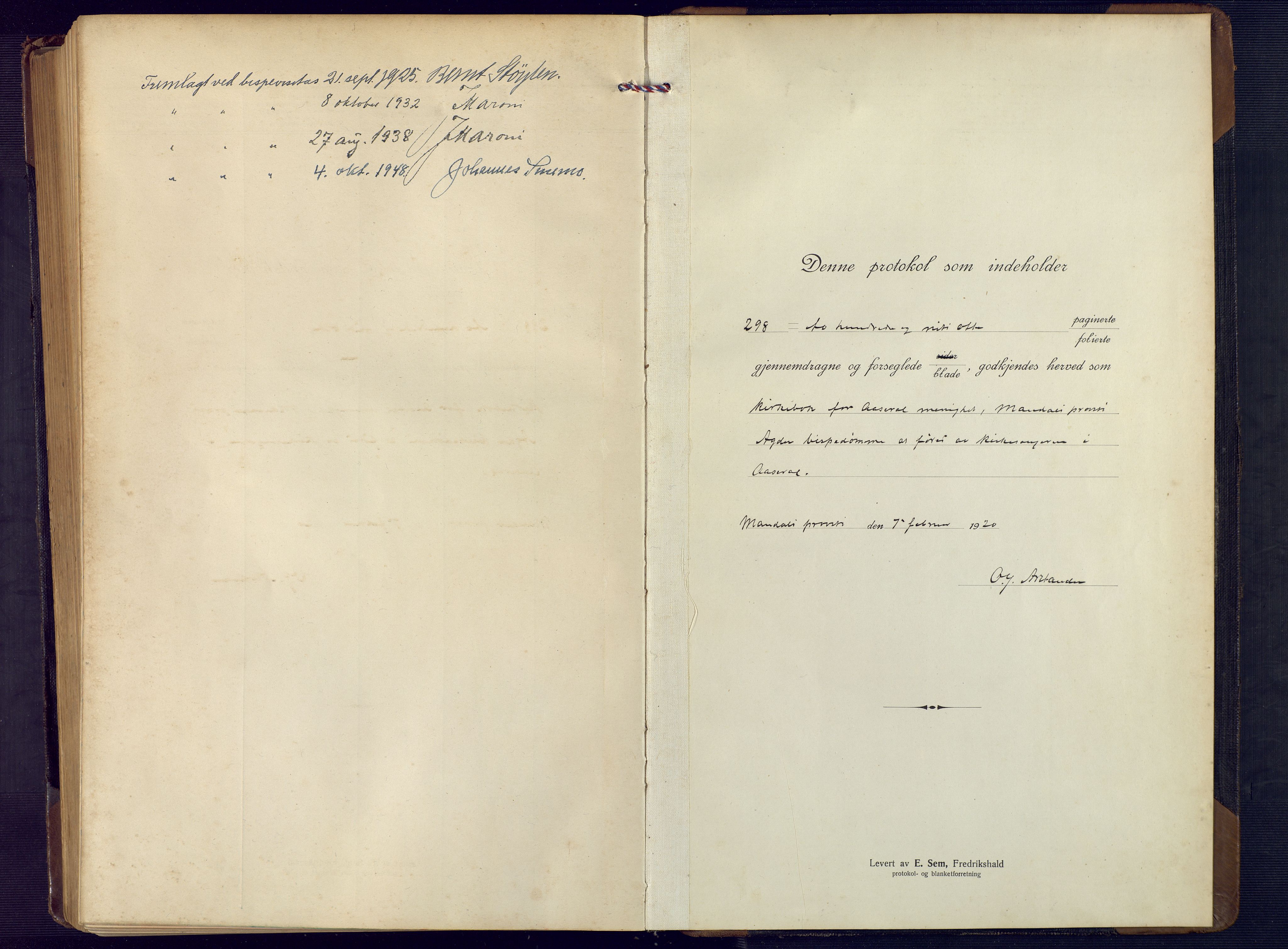 Åseral sokneprestkontor, SAK/1111-0051/F/Fb/L0004: Parish register (copy) no. B 4, 1920-1946