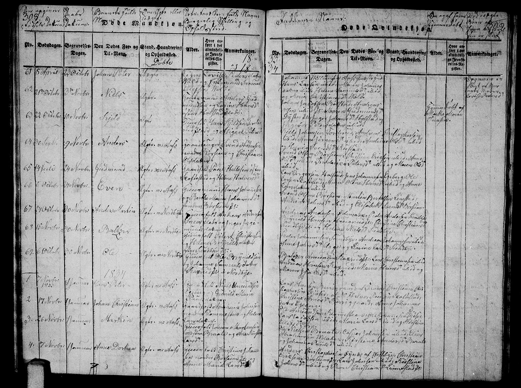 Ås prestekontor Kirkebøker, SAO/A-10894/G/Ga/L0002: Parish register (copy) no. I 2, 1820-1836, p. 308-309