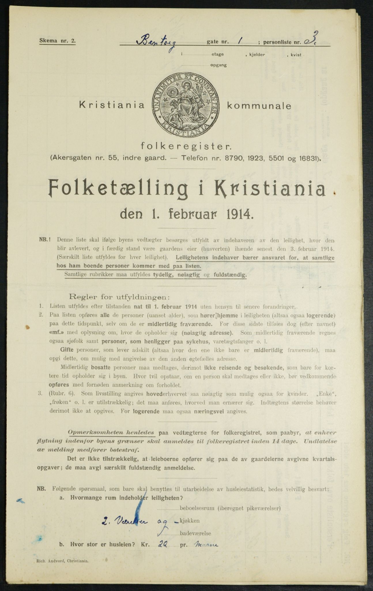 OBA, Municipal Census 1914 for Kristiania, 1914, p. 3514