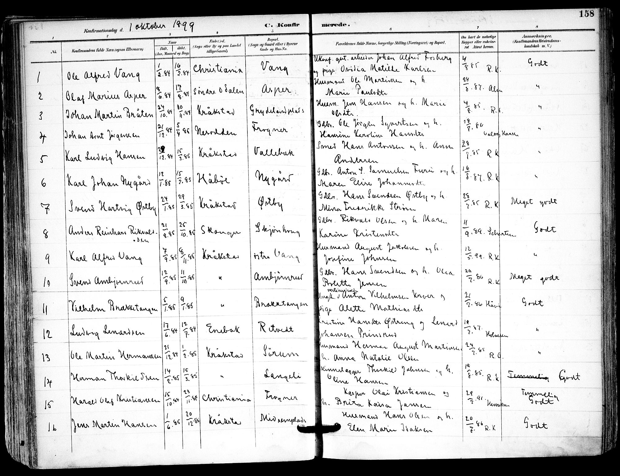 Kråkstad prestekontor Kirkebøker, SAO/A-10125a/F/Fa/L0010: Parish register (official) no. I 10, 1893-1931, p. 158