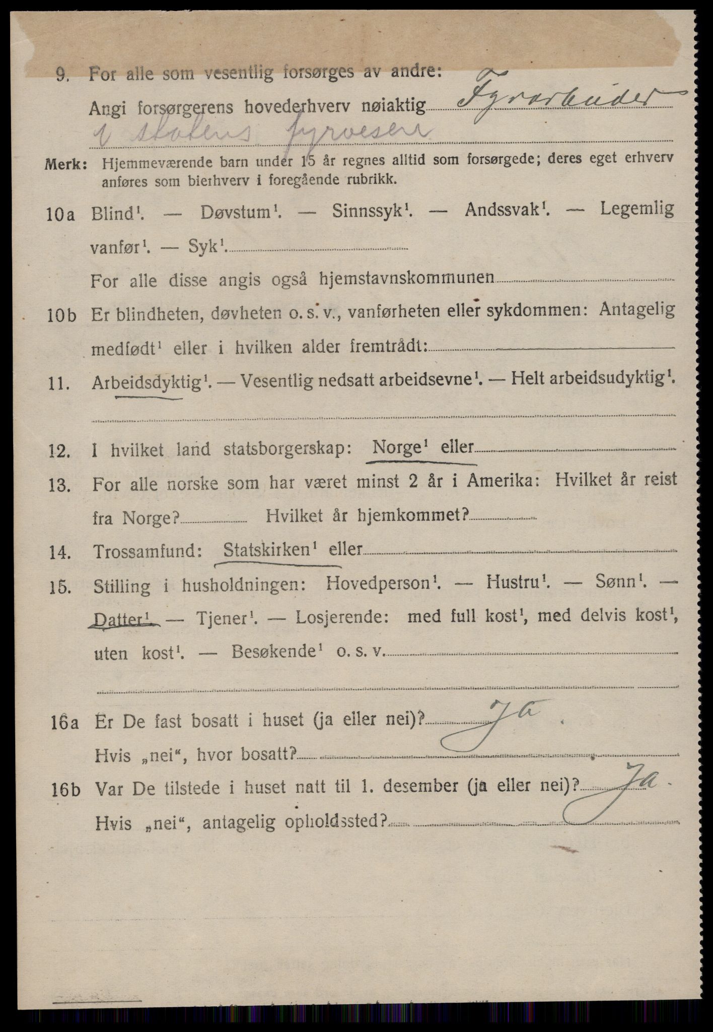 SAT, 1920 census for Volda, 1920, p. 12937